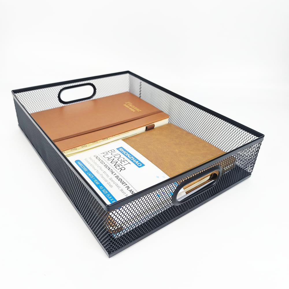 5-Piece Black Office Desk Organizer Set - File Tray, Magazine Holder, Pen Cup, Sticky Note Holder & Letter Mail Sorter for Home & Office Workspace Organization | Perfect for Desk Accessories, Office Supplies & Productivity Tools