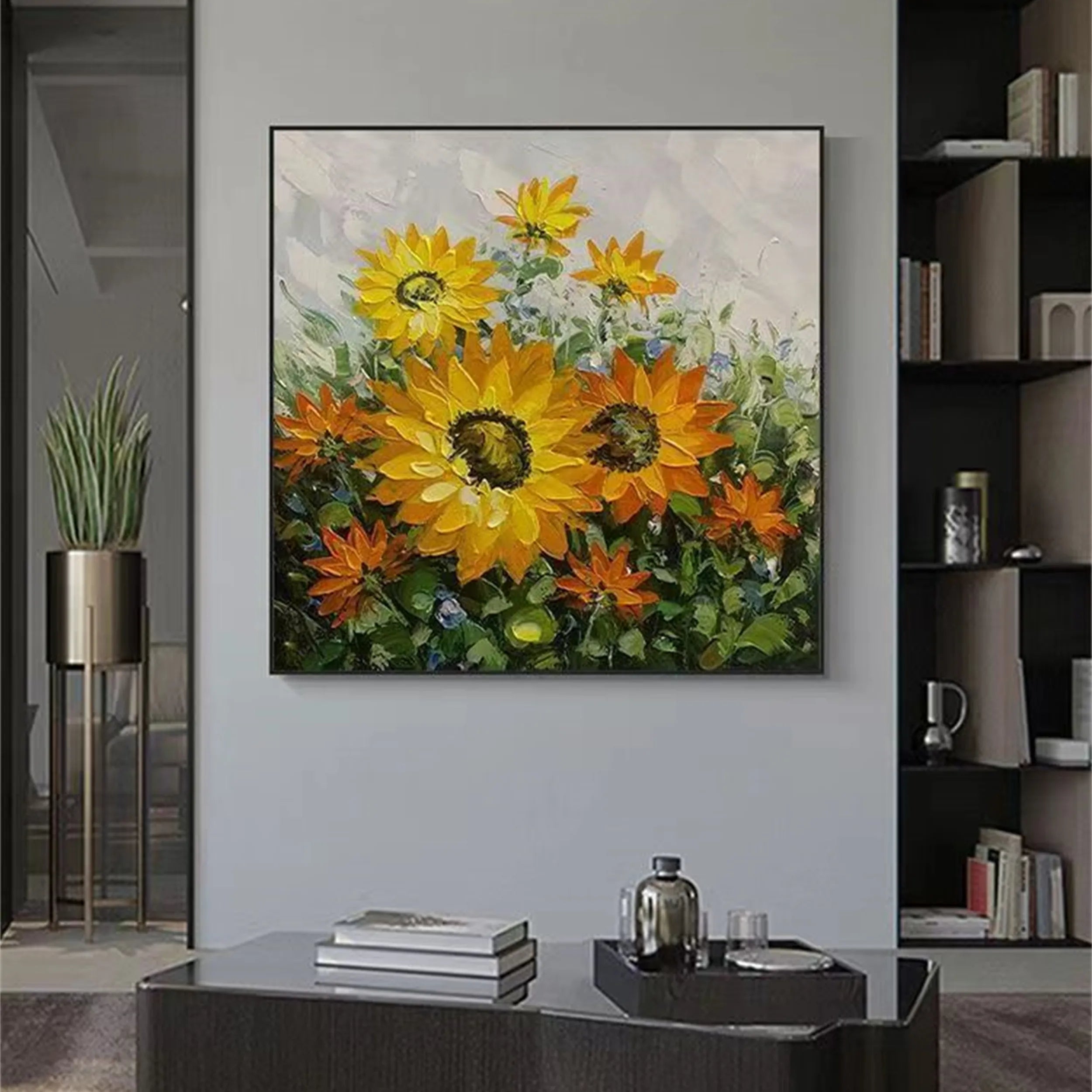 Beautiful Flower and Tree Painting #FT062 - Handmade Canvas Art for Home Decor, Living Room, Bedroom & Office Wall