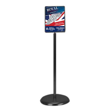 8.5 x 11 Black Aluminum Poster Sign Stand Pedestal Holder - Perfect for Trade Shows, Retail Displays & Event Signage
