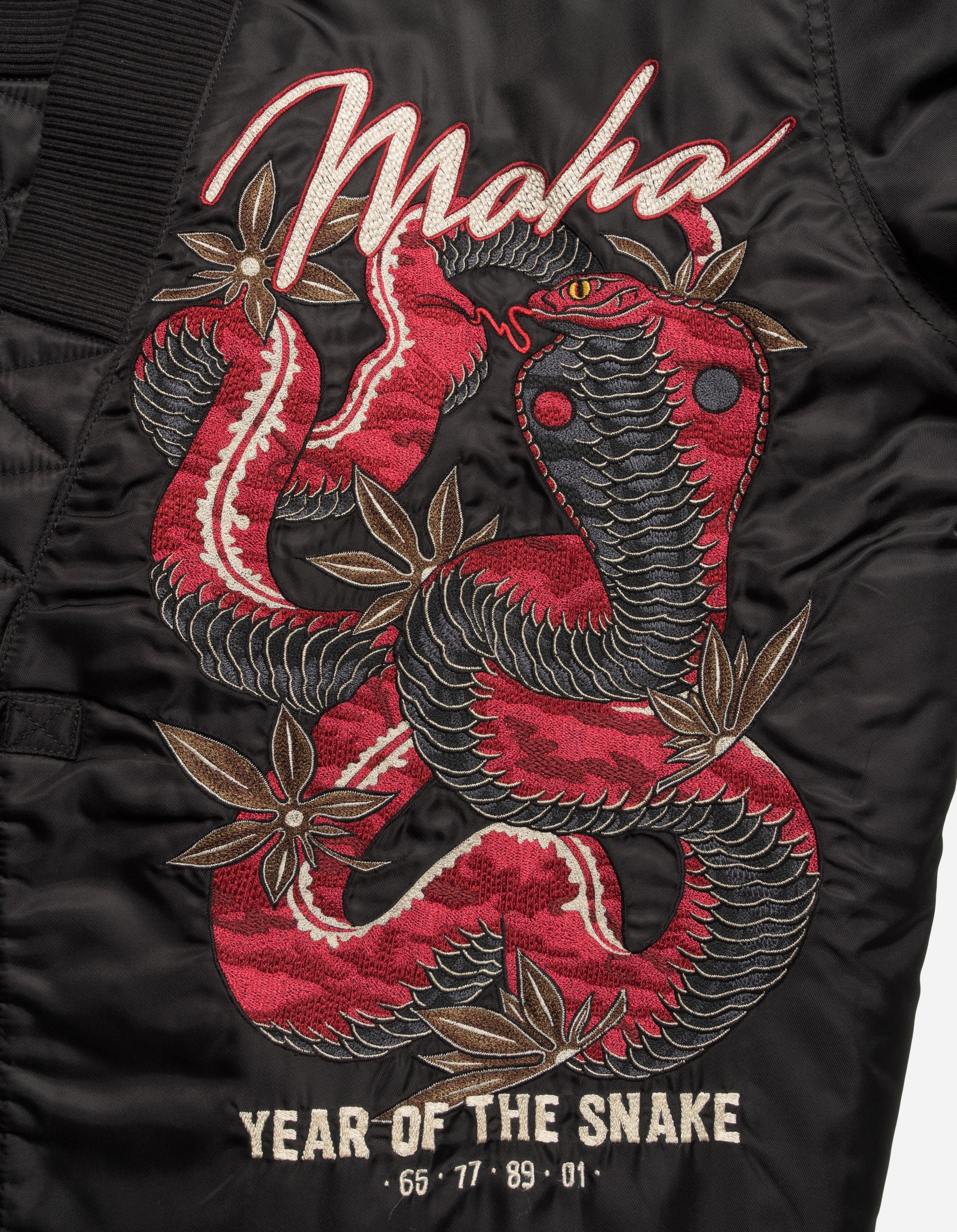 6006 Year of the Snake MA1 Kimono Jacket - Black Asian Streetwear for Men & Women | Perfect for Cosplay, Halloween, and Fashion Events