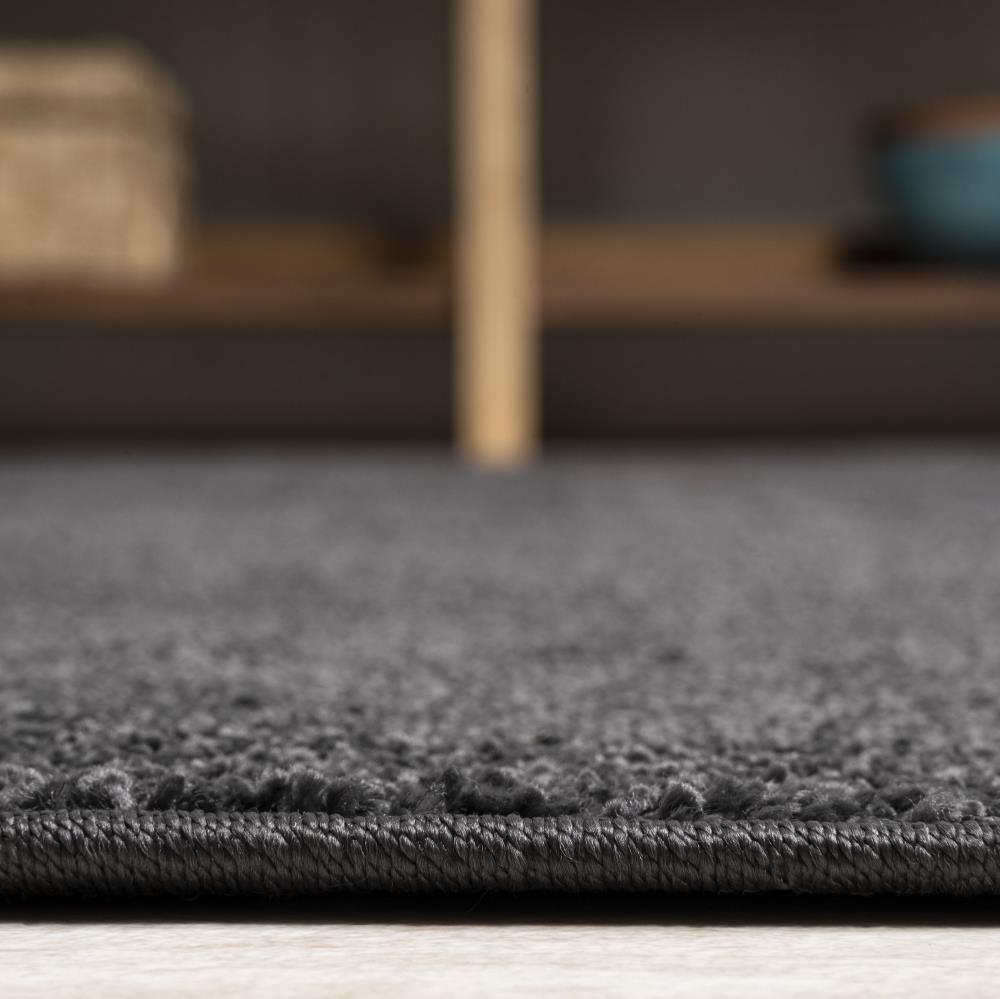 Black Haze Solid Low Pile Area Rug - Soft Modern Floor Covering for Living Room, Bedroom & Office