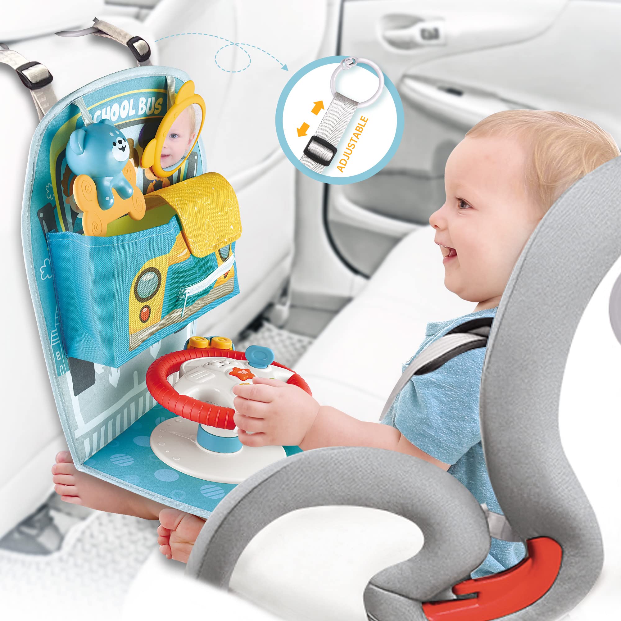 Best Baby Car Seat Toys with Steering Wheel - Fun & Safe Travel Toy for Toddlers on Long Car Rides - Perfect for Road Trips & Family Vacations