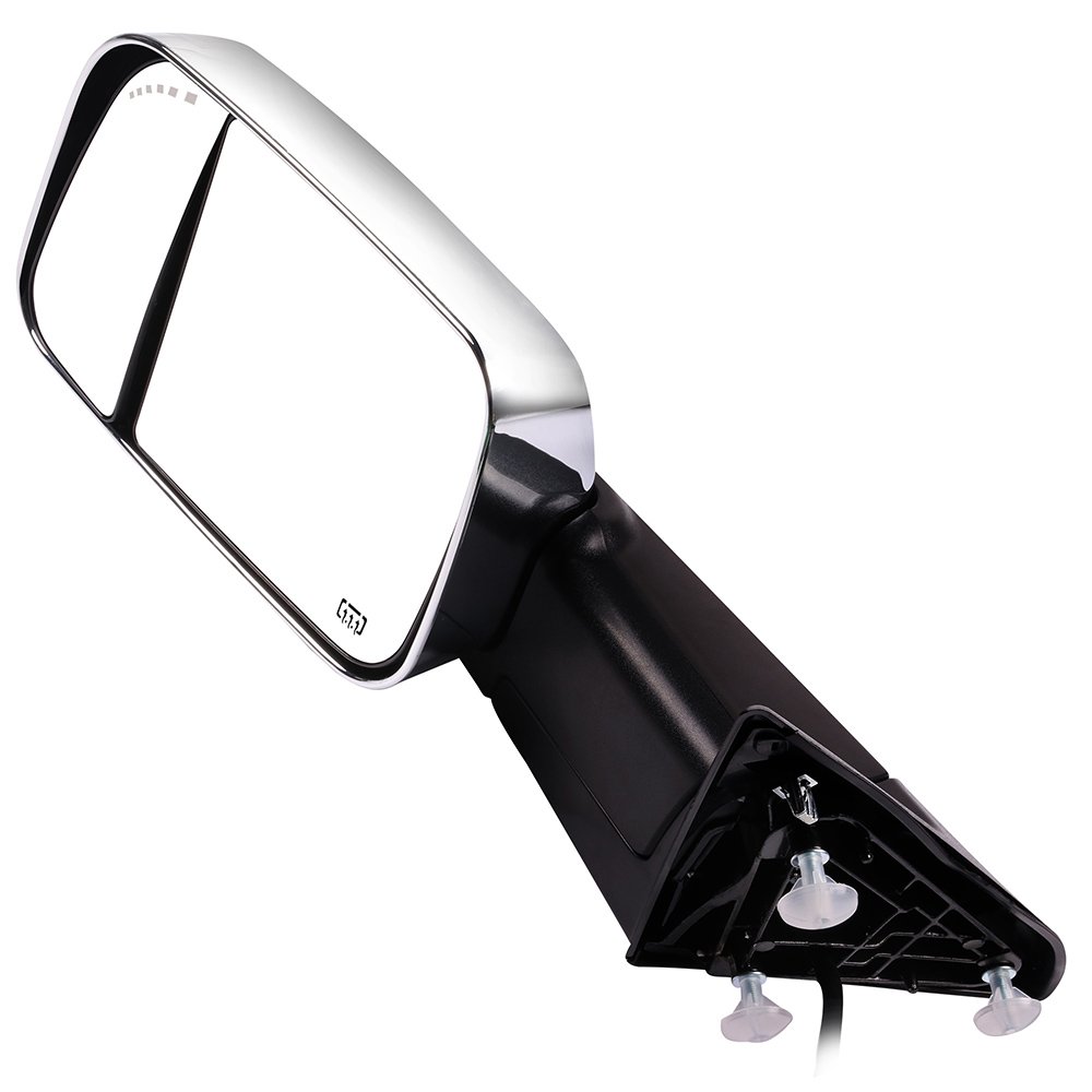 LUJUNTEC Power Heated Towing Mirrors Replacement for Dodge Ram 1500/2500/3500 (2010-2018) - Left & Right Side with LED Turn Signal, Puddle Light & Chrome Finish | Perfect for Towing, Night Driving & Off-Road Adventures