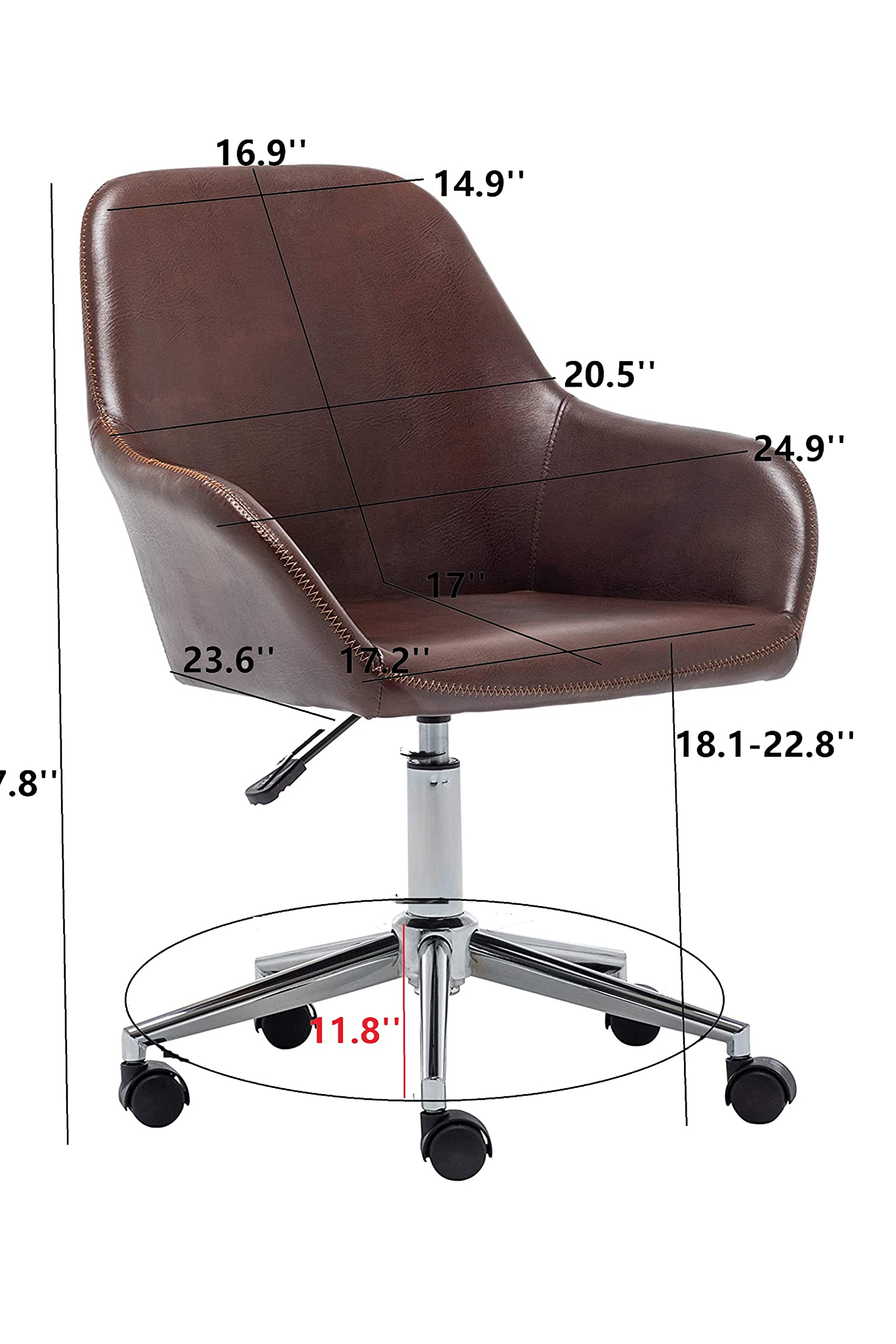 BTEXPERT Mid Back Office Chair - Adjustable Height, Swivel & Rolling Wheels - Faux Leather Desk Chair for Home & Office - White & Brown (5176) - Perfect for Workstations, Gaming & Study Spaces