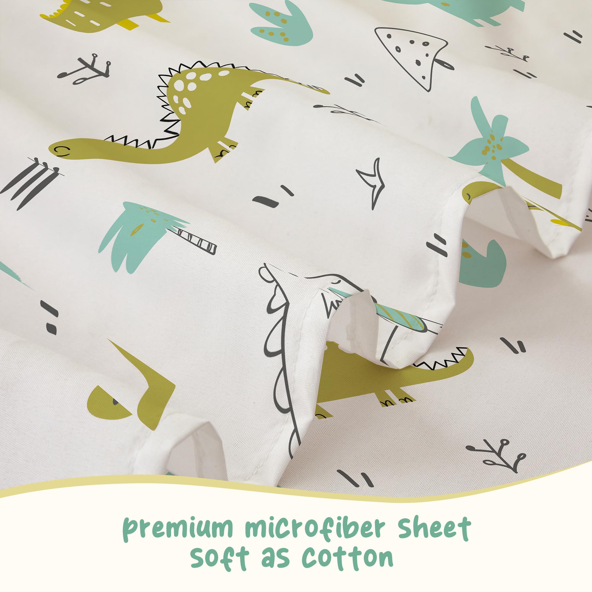 Dinosaur Twin Sheet Set for Kids - Soft Microfiber Bedding with Elastic Corner Straps (Green) - Perfect for Boys & Girls Bedrooms, Sleepovers, and Themed Decor