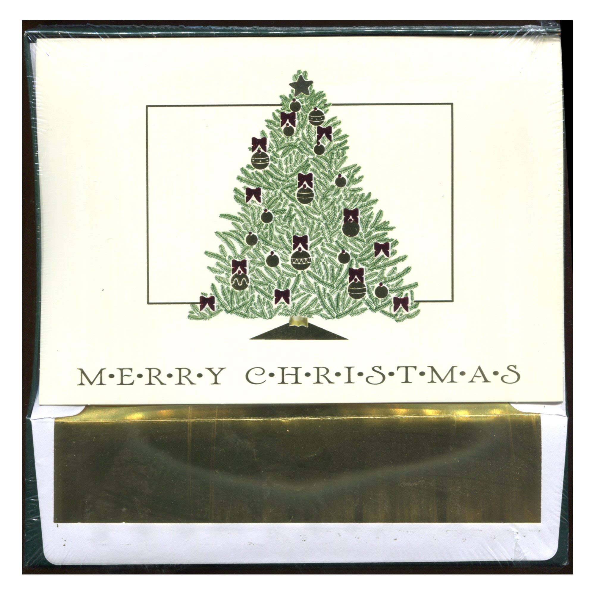 Premium Foil Embossed Christmas Greeting Cards Set - 15 Elegant Holiday Cards with Envelopes | Christmas Tree Design for Festive Wishes, Office Gifts & Family Celebrations