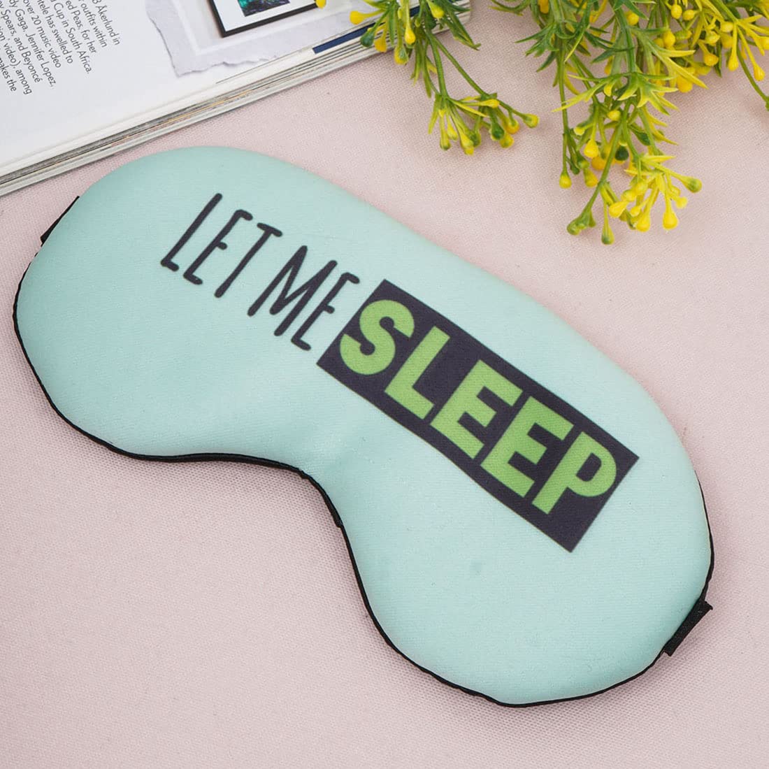 Crazyify Fabric Let Me Sleep Printed Eye Mask - Soft & Comfortable for Relaxation, Meditation, Sleep & Travel (7.4 x 4 Inches, Blue) - Perfect for Nighttime Rest, Airplane Flights & Stress Relief