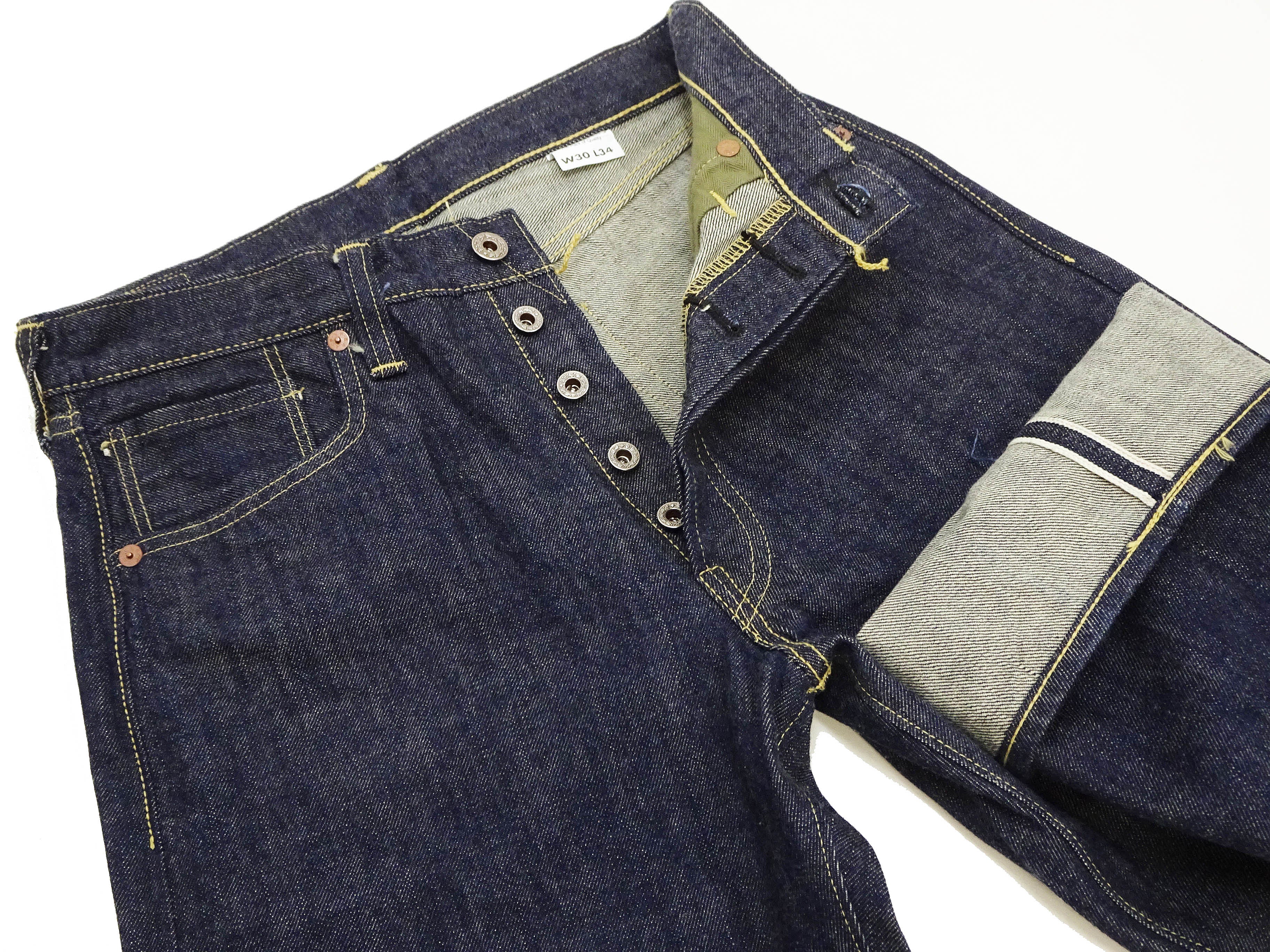 Buzz Rickson BR43041 Men's WWII Reproduction Classic Straight Fit Jeans - 13.6 oz One-Washed Blue Indigo Denim Pants | Vintage Style for Casual Wear & Historical Reenactments