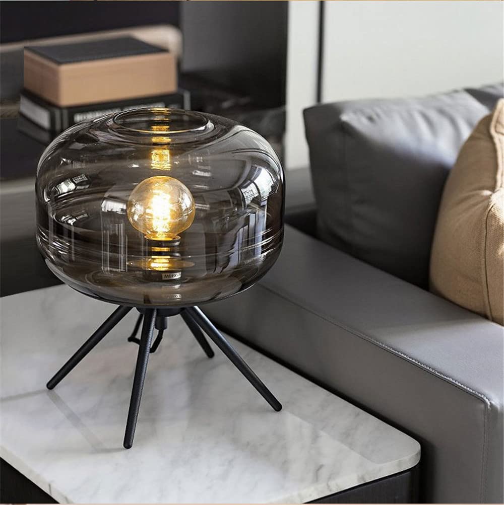 Luxury Black Postmodern Marble Glass Table Lamp - E26/E27 Base Bedside & Desk Lighting for Living Room, Bedroom, Study - Elegant Home & Office Decor with Warm Ambient Glow