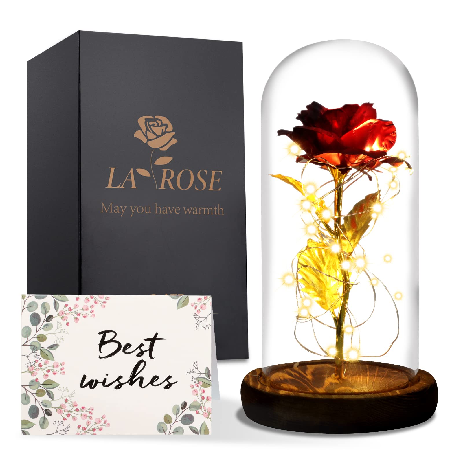 Galaxy Rose in Glass Dome - Light Up Artificial Flower Gift for Women, Mom, Wife | Perfect for Mother's Day, Birthday, Anniversary, Valentine's Day | Romantic Home Decor, Night Light, Special Occasion Present