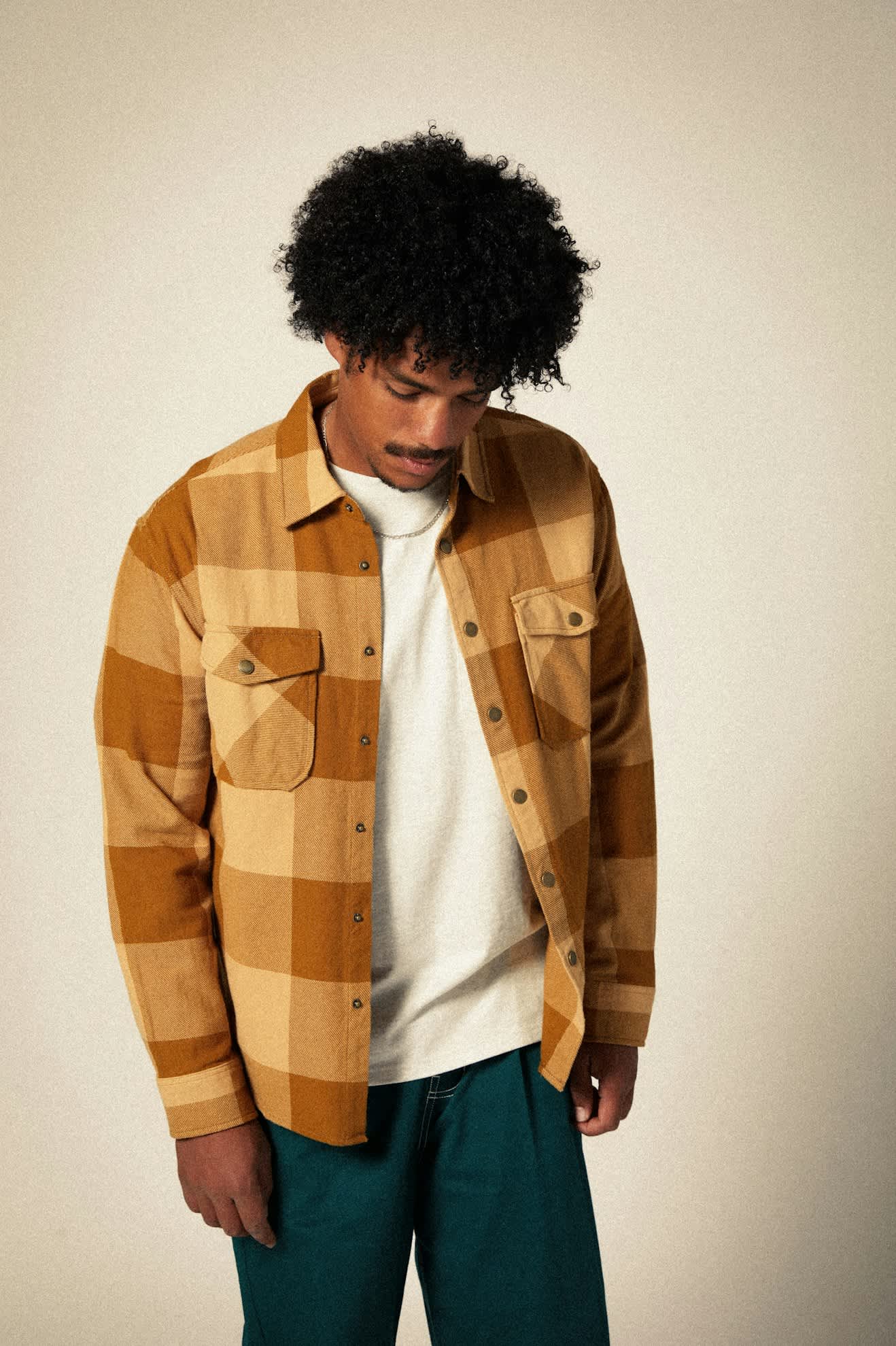 Selden Long Sleeve Flannel Shirt - Washed Copper & Curry Buffalo Plaid - Cozy & Warm for Outdoor Camping and Fall Fashion