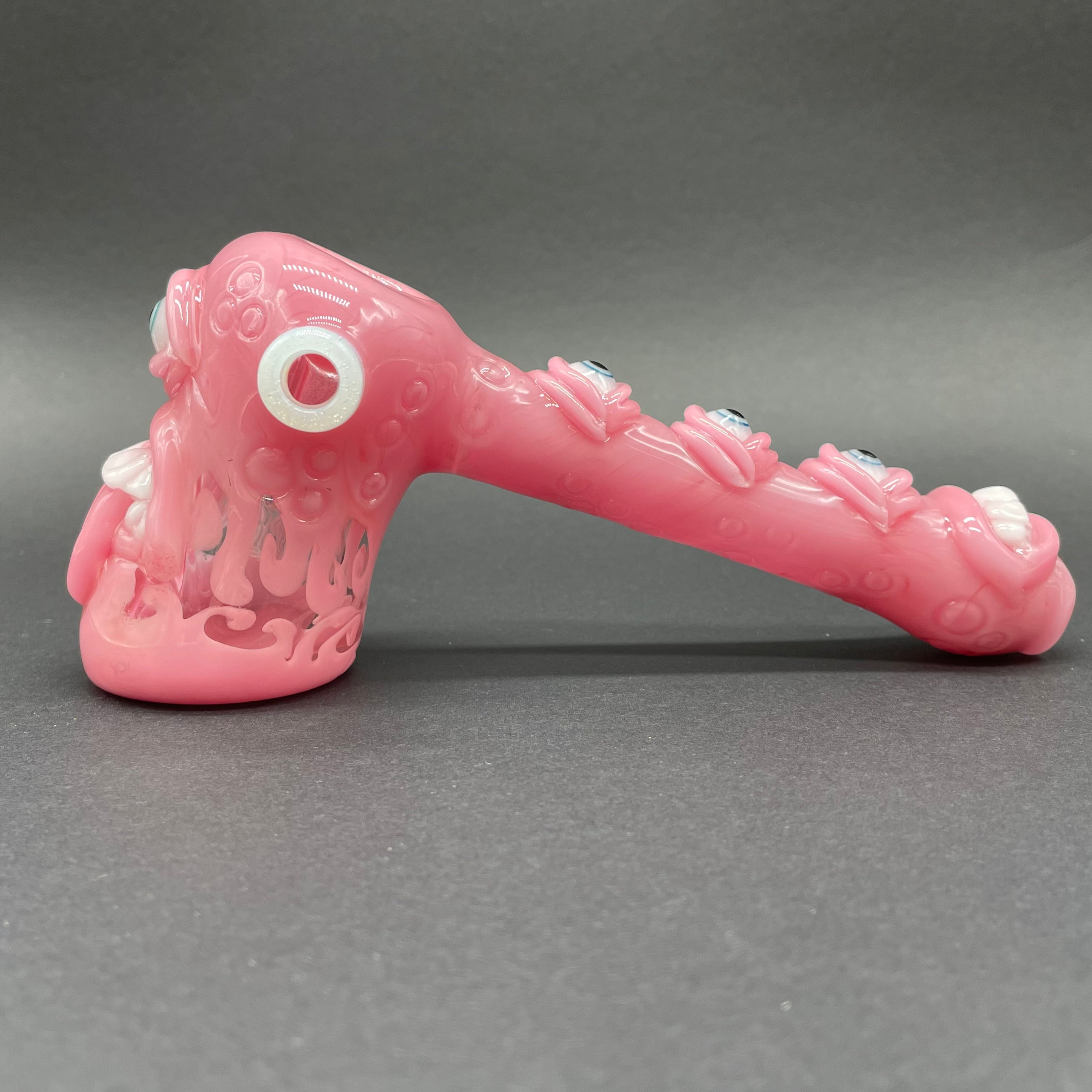 Pink Evil Eye Bubbler Glass Pipe - Handmade Smoking Accessory for Herbal Use | Perfect for Relaxation, Meditation & Spiritual Rituals