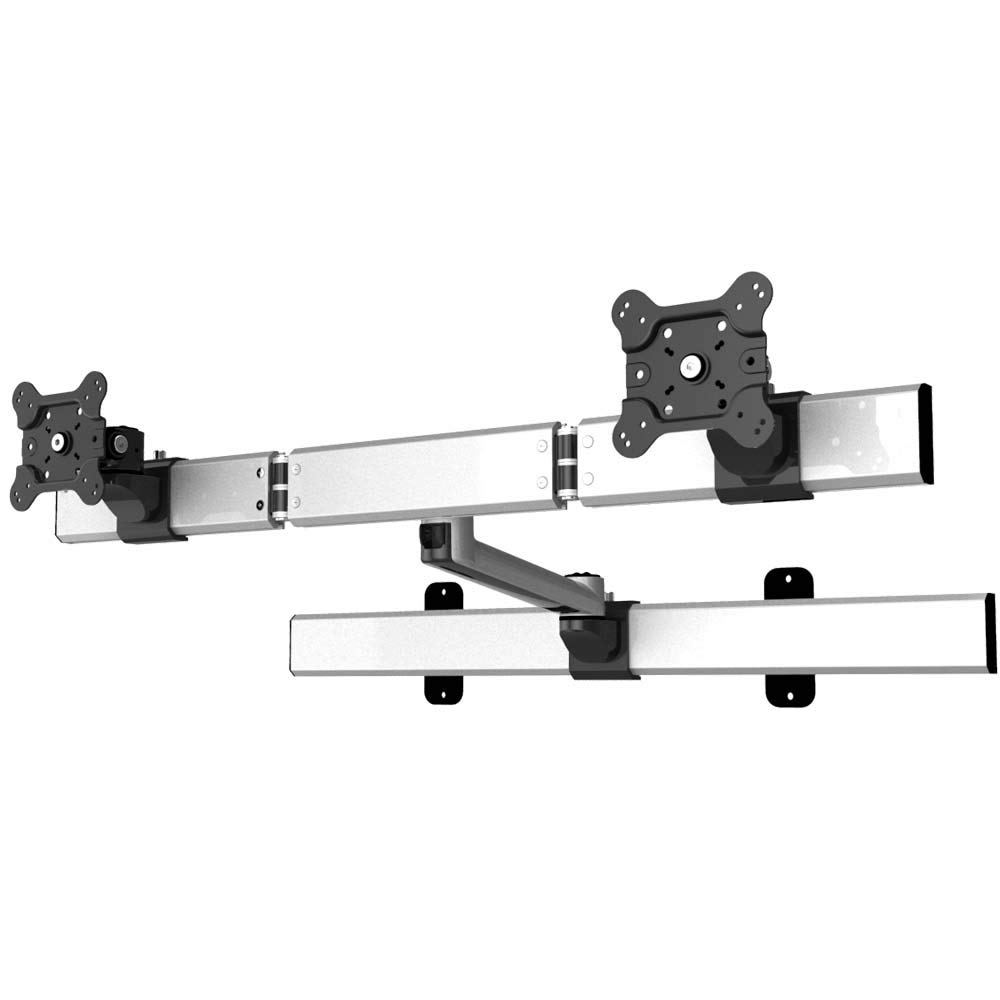 Adjustable Dual Monitor Wall Mount Bracket with Swivel Arm - Slideable VESA Stand for 13-32 Inch Screens - Perfect for Home Office, Gaming & Workspace Setup