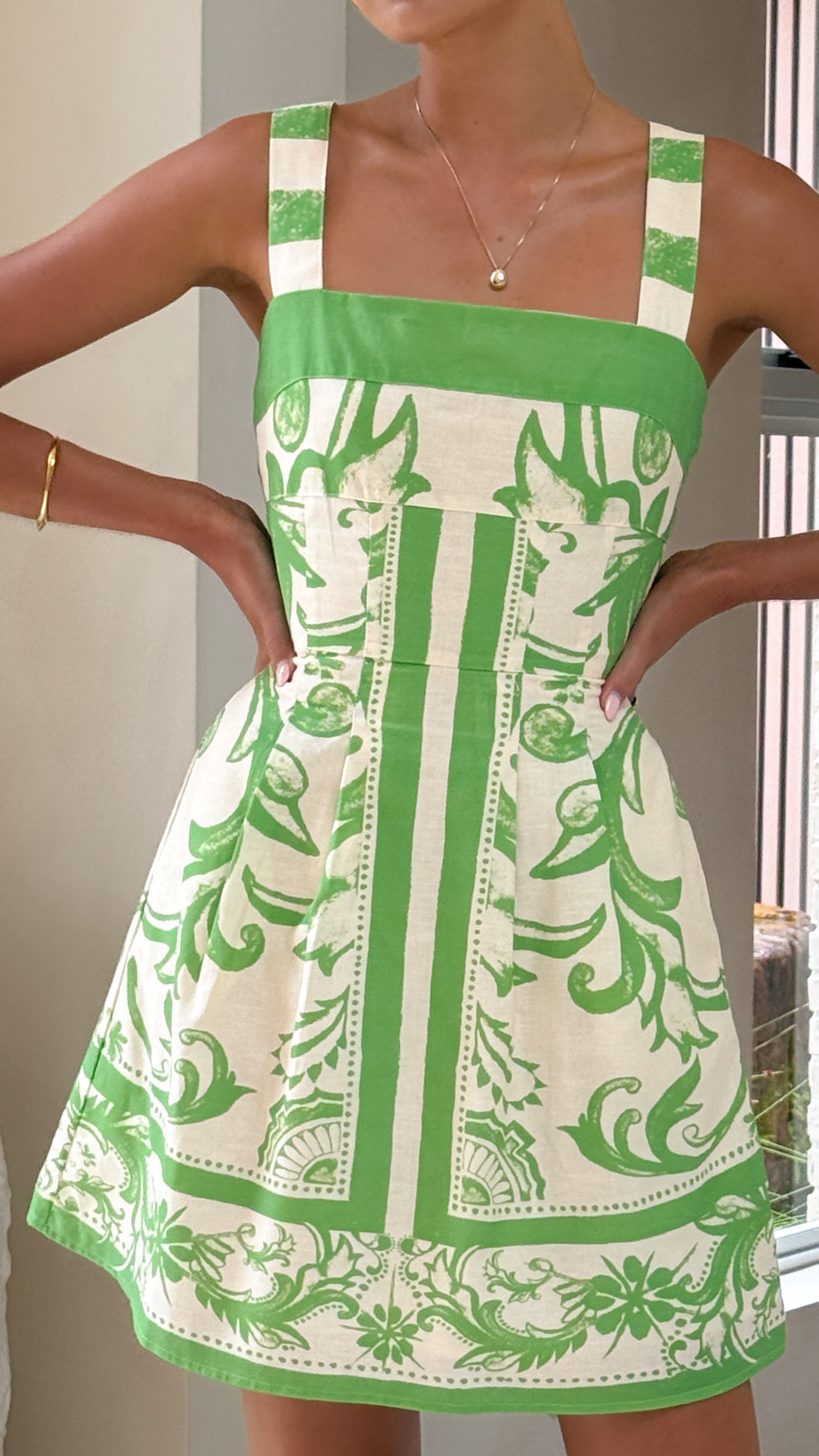 Maegan Mini Dress in Sage & Cream | Flowy Summer Dress for Women | Perfect for Beach Vacations, Parties & Casual Outings