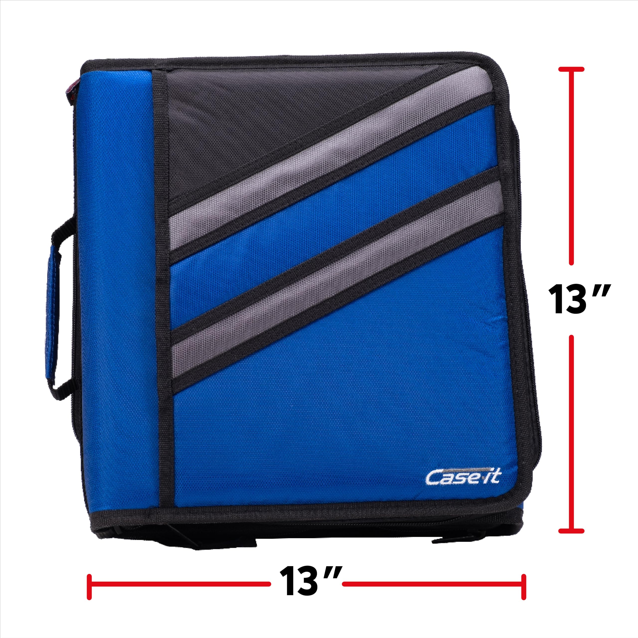 Case-it The Z Shape Zipper Binder - Two Binders in One - 1.5 Inch D-Ring Double Sided Organizer with Multiple Pockets - 500 Page Capacity - Includes Shoulder Strap - Perfect for School, Office & Travel - Midnight Blue Z-176