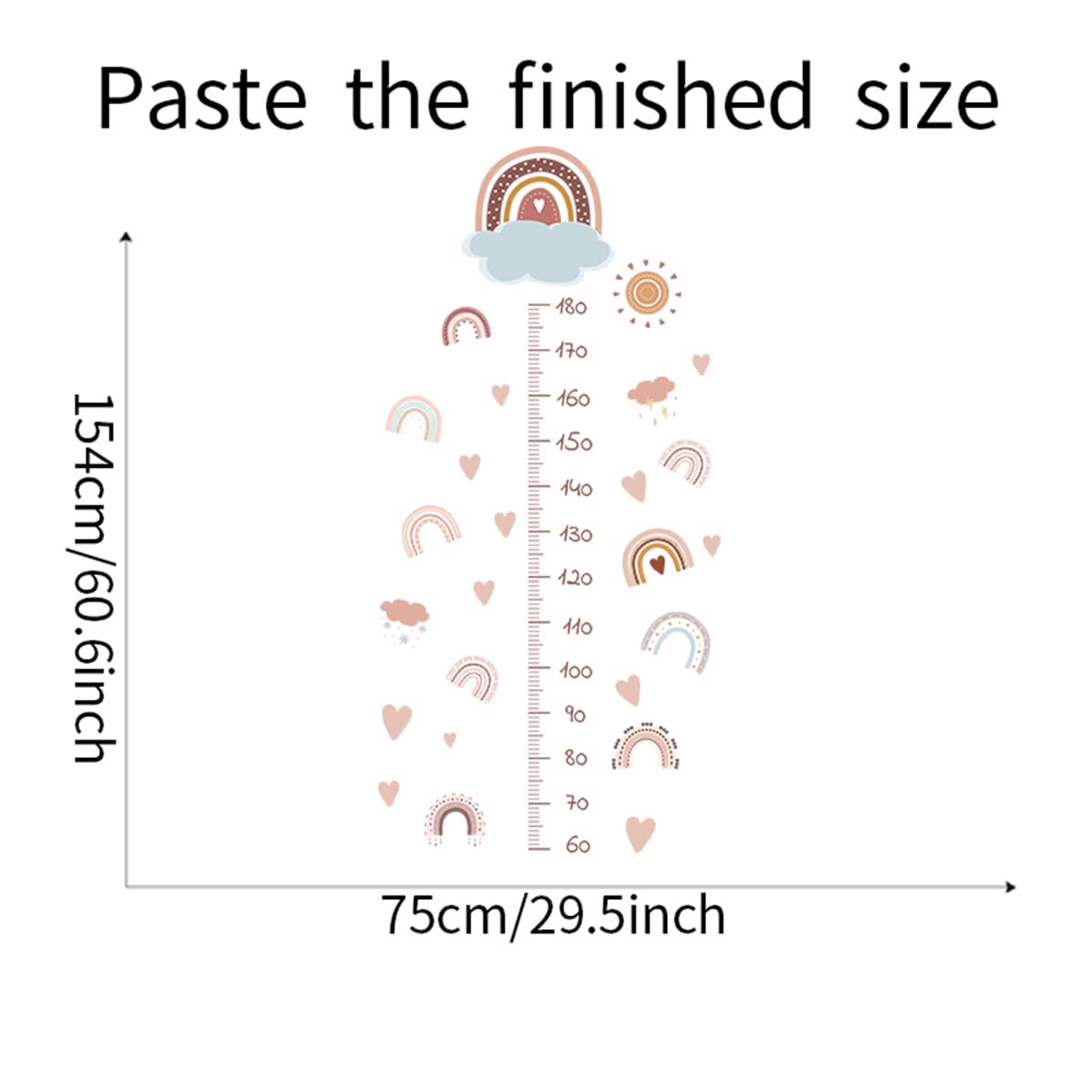 Baby Growth Height Chart - Rainbow Wall Stickers for Nursery & Kids Room | Peel & Stick Wall Decals for Measuring Child's Height - Perfect for Home, Daycare & Playroom Decor