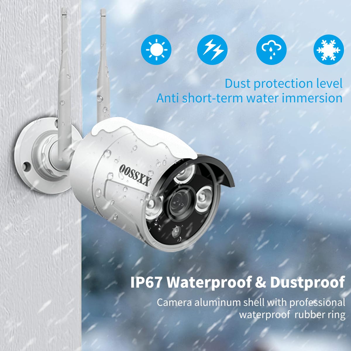 All-in-One Wireless Outdoor Security Camera System with 2 Antennas & 3.0MP HD Monitor - WiFi Home Surveillance for 24/7 Protection - Perfect for Backyard, Front Door, and Business Security Monitoring