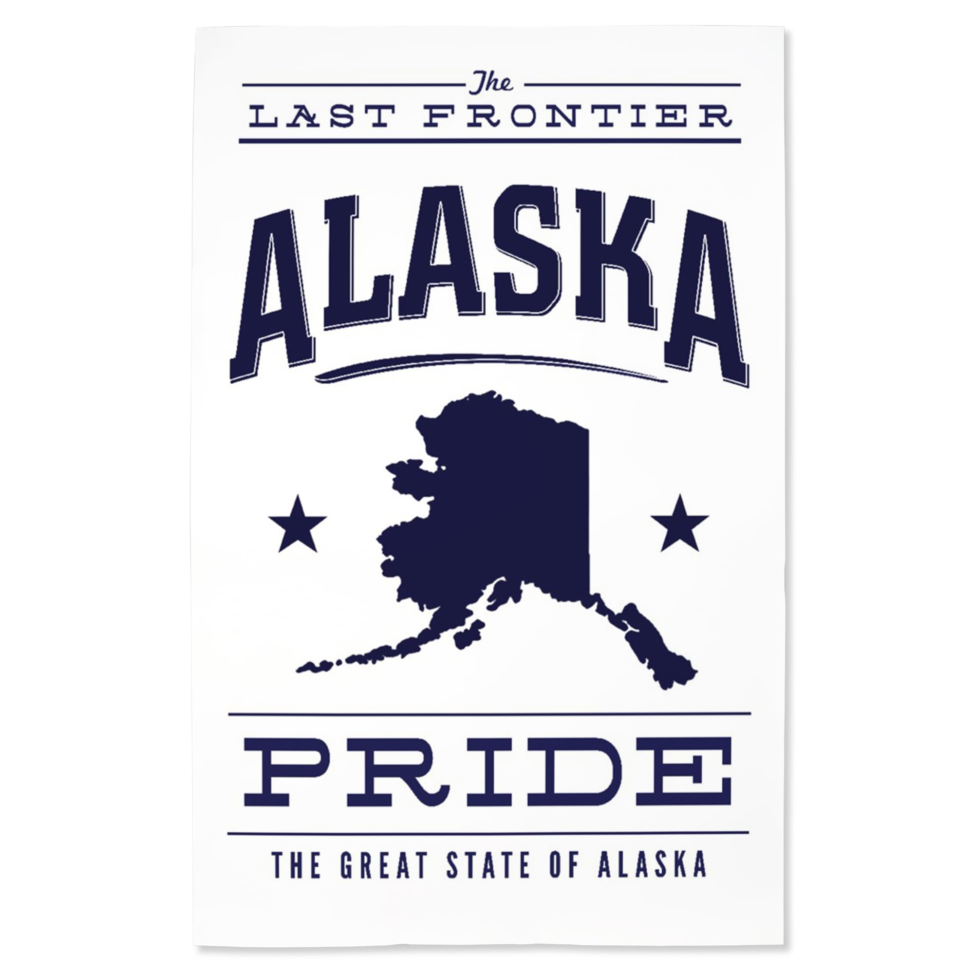 Lantern Press 16x24 Inch Giclee Art Print - Alaska State Pride Wall Decor in Blue & White | Perfect for Home, Office & Cabin Decorations