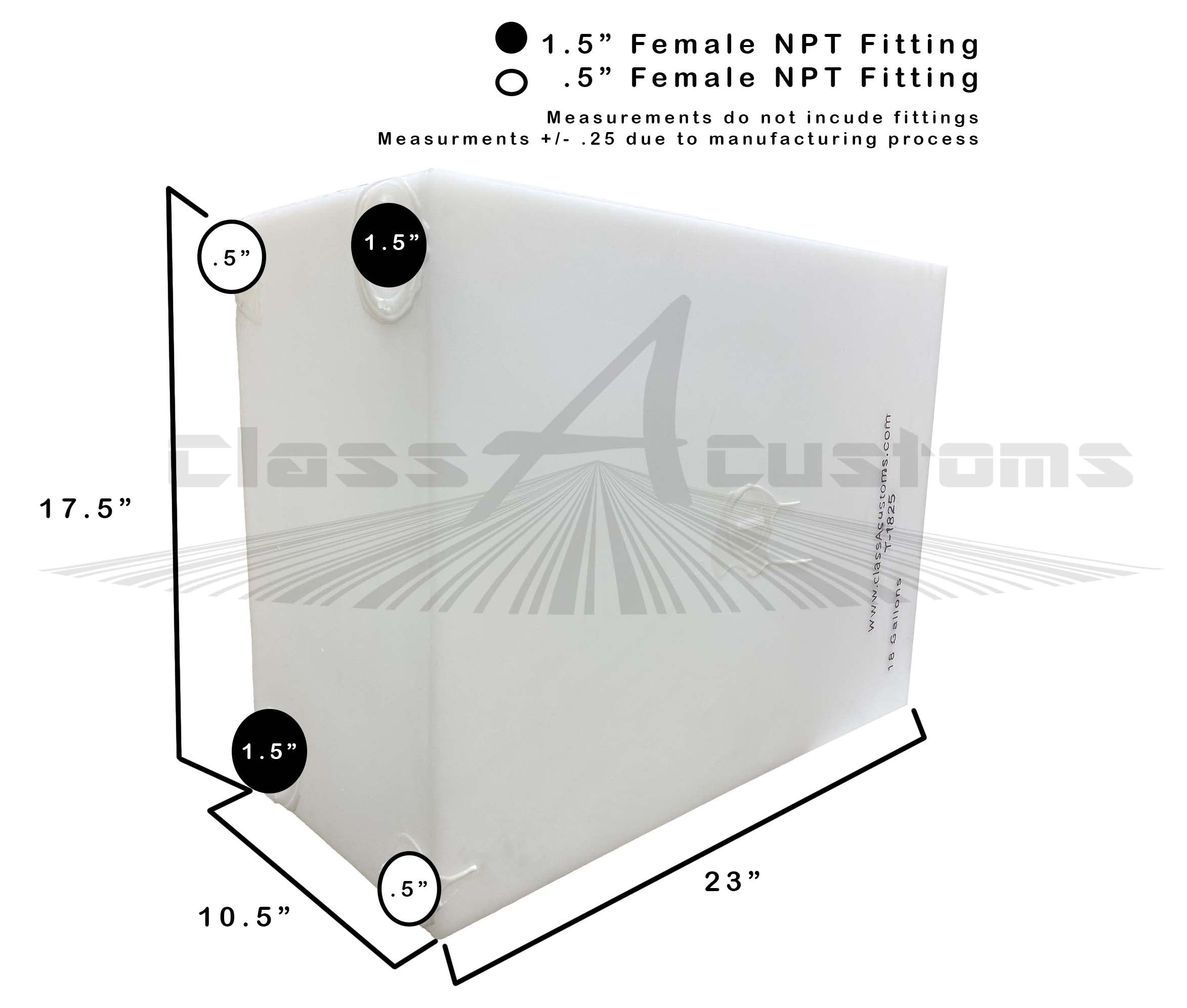 18 Gallon RV Fresh and Gray Water Holding Tank | T-1800 | Class A Approved for RV and Camper Waste Water Storage | Perfect for Camping, Boondocking, and Off-Grid Adventures