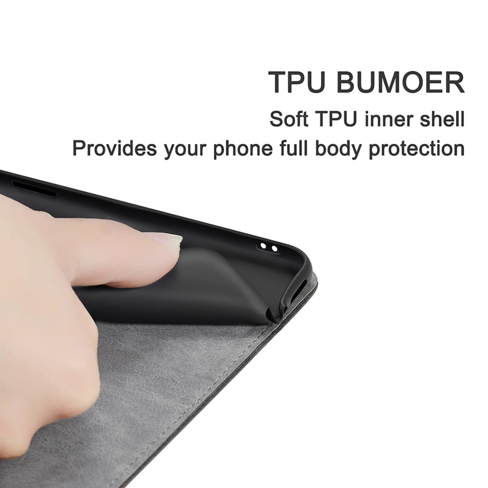 Premium Magnetic Flip Leather Wallet Case for iPhone 13 Mini/13/13 Pro/13 Pro Max - Shockproof, Card Slot & Kickstand - Gray (5.4