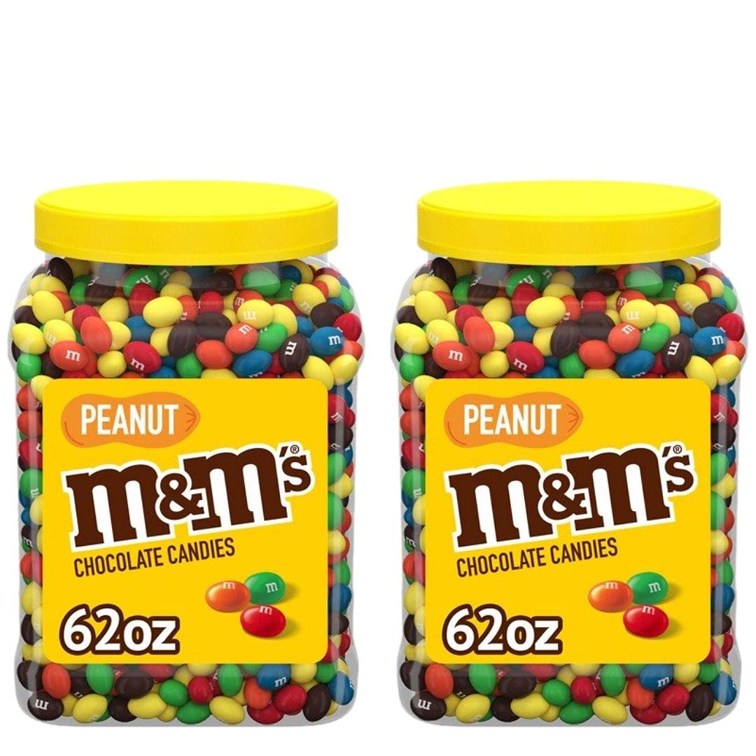 Gourmet Kitchn M&M'S Peanut Butter Chocolate Candy - Bulk 62 oz. Jars (2-Pack, 124 oz Total) | Perfect for Parties, Office Snacks & Gift Baskets