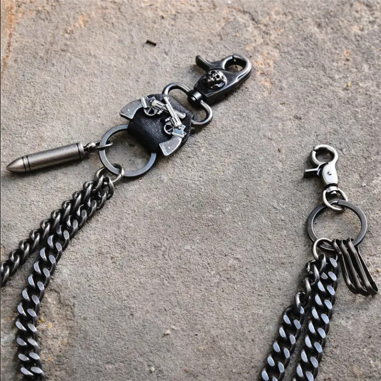 Dualing Pistols Double Wallet Chain - Stylish & Durable Metal Wallet Chain for Men & Women - Perfect for Bikers, Rockers & Fashion Enthusiasts