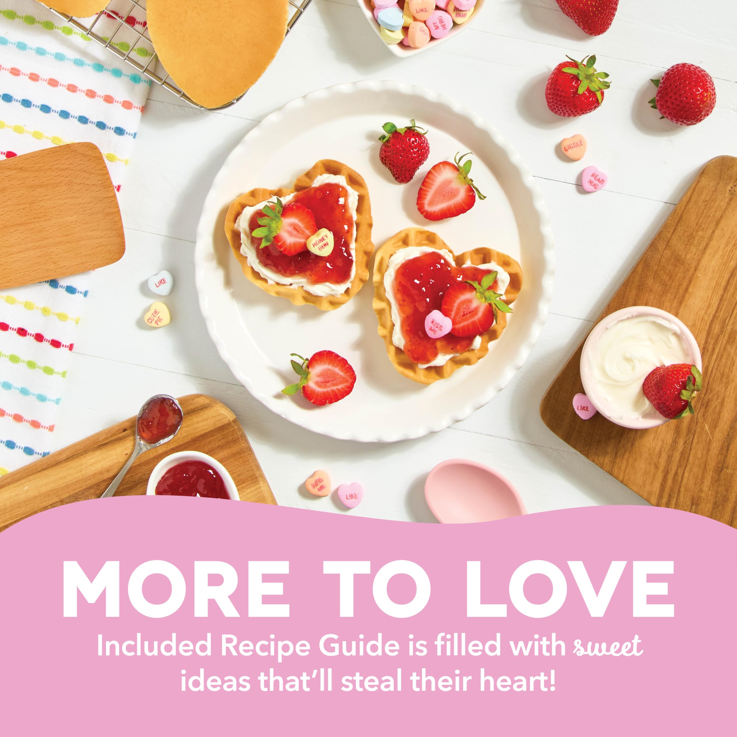 DASH x Sweethearts® Mini Heart Waffle Maker - 4 Inch Nonstick Waffle Iron with Fast Heating, Perfect for Valentine's Day Breakfast, Kids Snacks & Family Brunch - XOXO (Pink) | Compact Waffle Maker for Dorms, Office & Small Kitchens