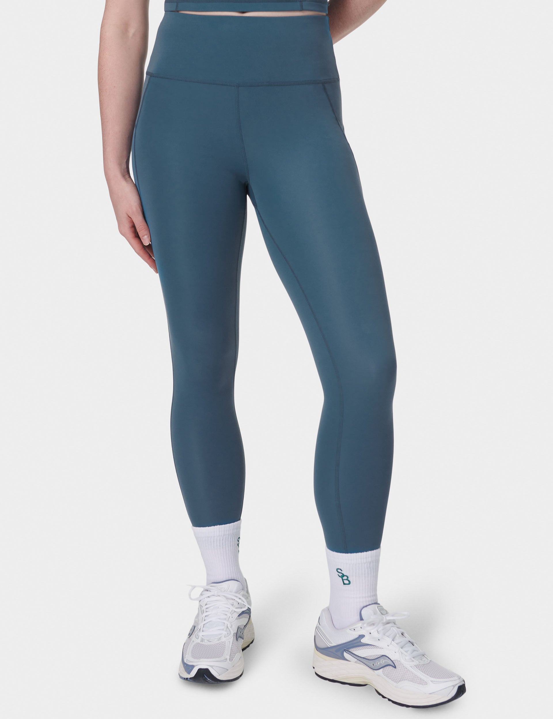 All Day 7/8 Yoga Leggings for Women - Subdued Blue High Waist Workout Pants | Perfect for Gym, Running & Lounge Wear