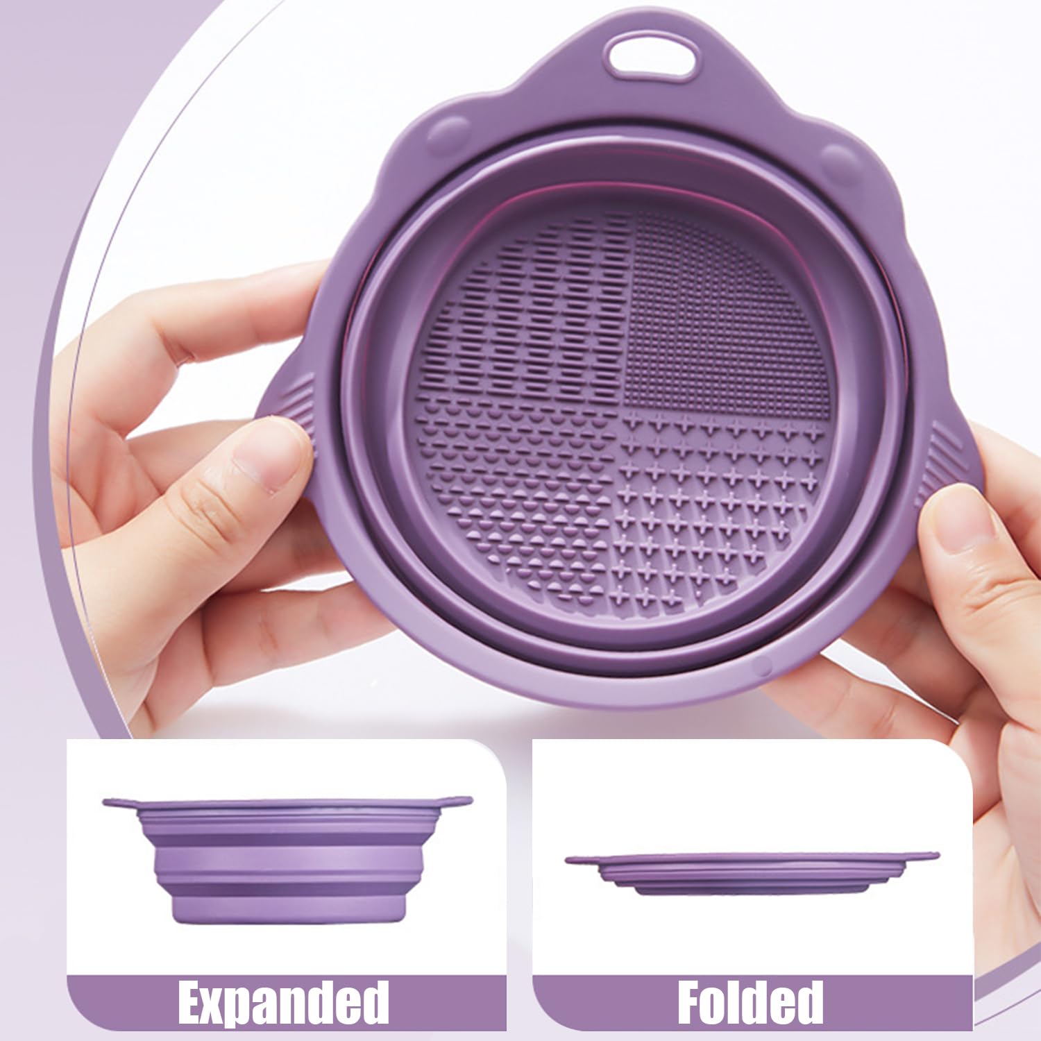 Premium Silicone Makeup Brush Cleaning Mat with Suction Cup - Foldable Cosmetic Brush Cleaner for Brushes, Powder Puffs & Sponges | Professional Makeup Tool for Home & Travel Use
