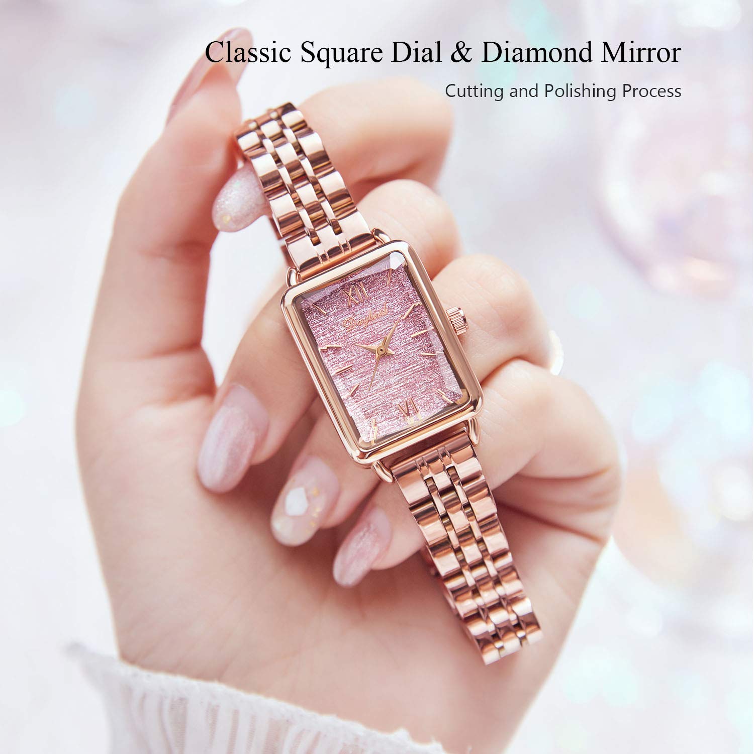 RORIOS Women's Casual Watch - Square Dial Stainless Steel Strap for Everyday Wear