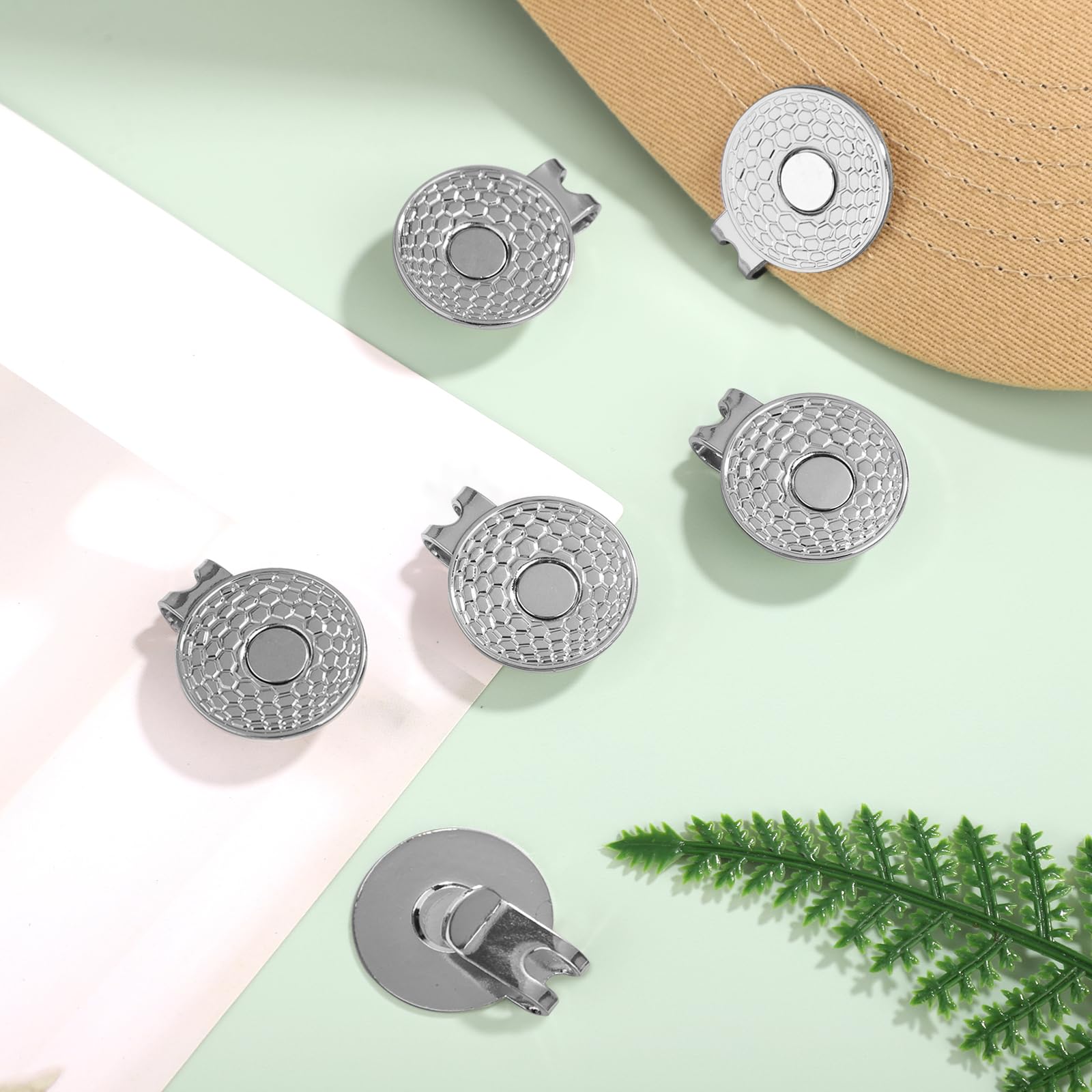 6pcs Magnetic Golf Ball Marker Clip Set - Strong Magnet Hat Clip for Golf Hats, Caps, Pants & Gloves | Durable Metal Holder with Stylish Patterns | Perfect Golf Accessories Gift for Men & Women | Ideal for Golf Courses & Driving Range Practice