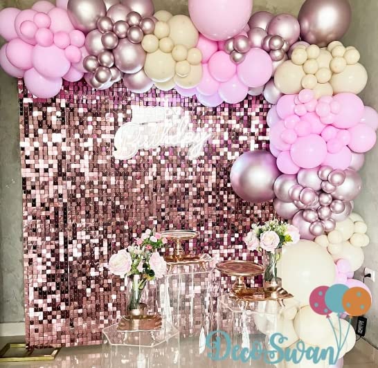 24pcs Rose Gold Shimmer Wall Backdrop - Wedding, Birthday, Anniversary, Engagement & Bridal Shower Party Decorations Panel | Perfect for Photo Booths, Baby Showers & Home Decor