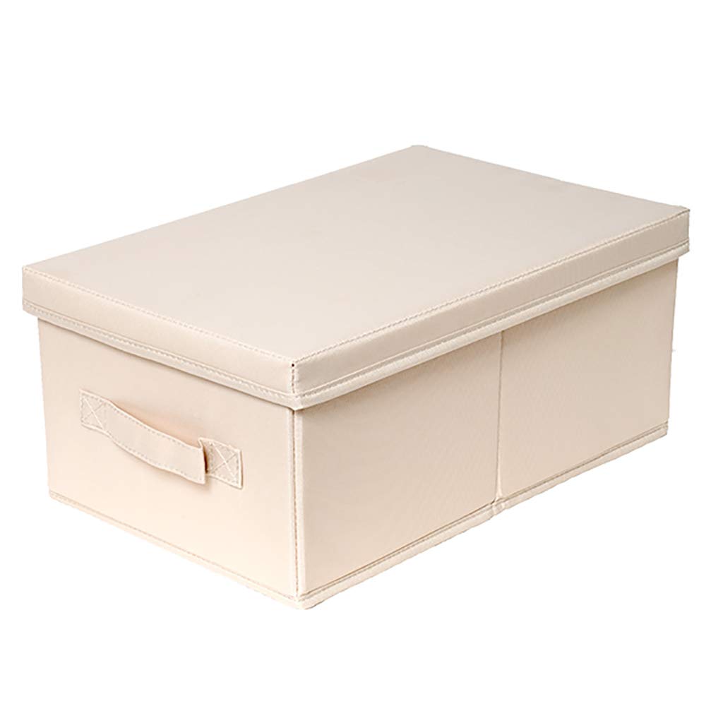 Foldable Fabric Storage Bin with Lids & Handles - Dust Proof Clothes Organizer for Closet, Bedroom, Home - Khaki 46x33x23cm - Perfect for Seasonal Storage & Space Saving