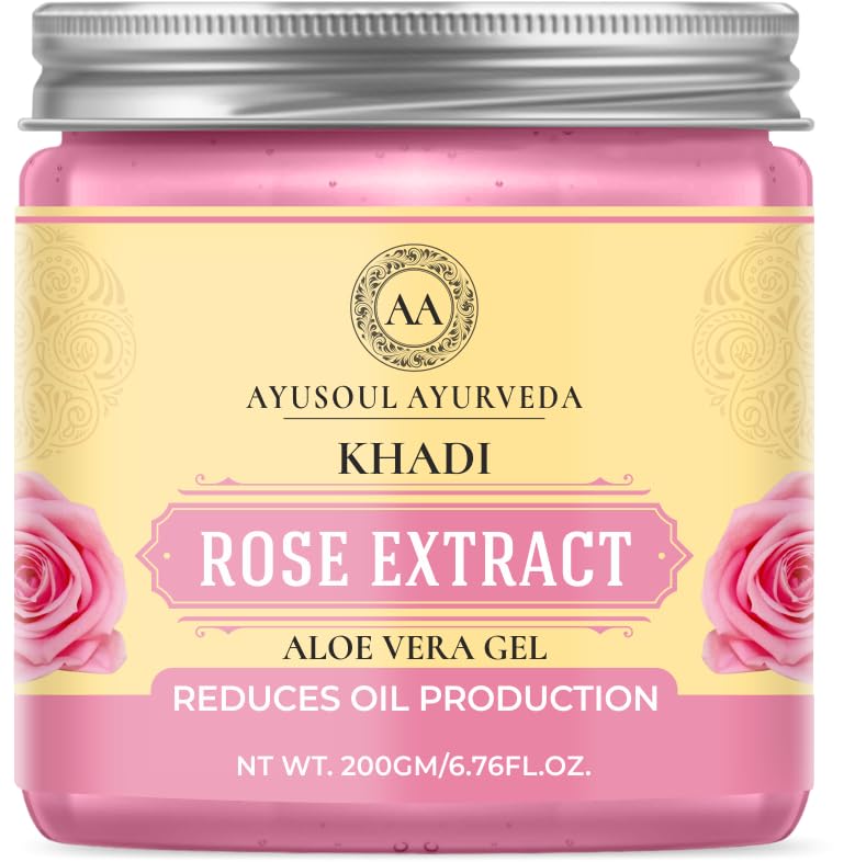 **Ayurvedic Khadi Rose Aloe Vera Face Gel – 99% Pure & Natural for Moisturizing & Hydration, SLS-Free, 200g – Perfect for Dry Skin & Daily Skincare Routine**
