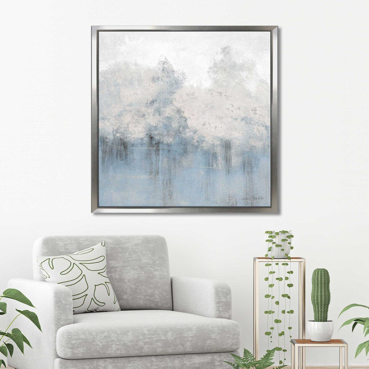 Blue East of Edinburgh Floating Canvas Wall Art - Modern Home Decor for Living Room, Bedroom & Office