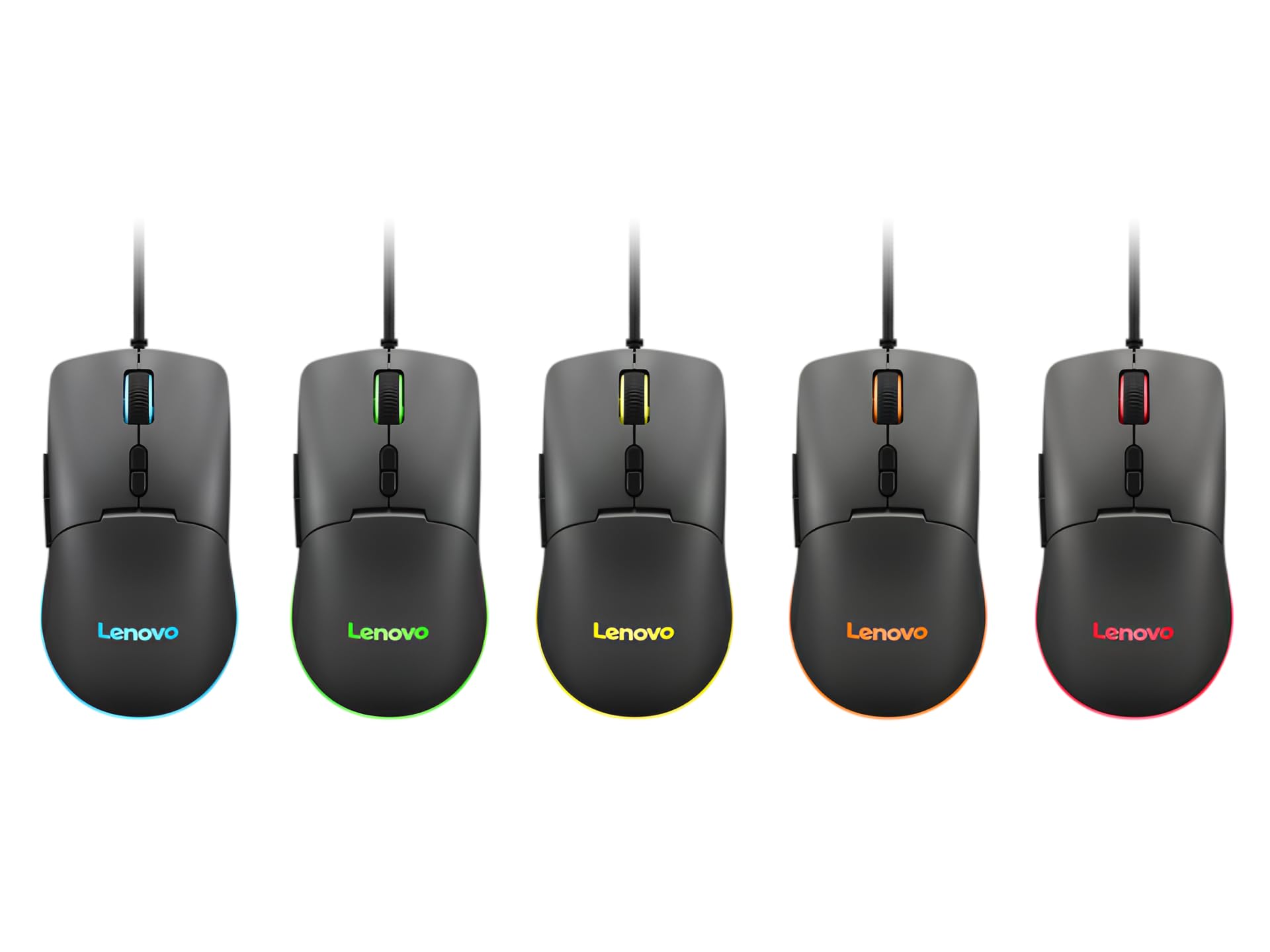 Lenovo M210 RGB Wired Gaming Mouse - 8000 DPI Adjustable, 7 Programmable Buttons, 3-Zone RGB Lighting for PC, Laptop (Windows/Chrome OS) - Ergonomic Palm Grip Design for FPS, MOBA & MMO Gaming (Black)