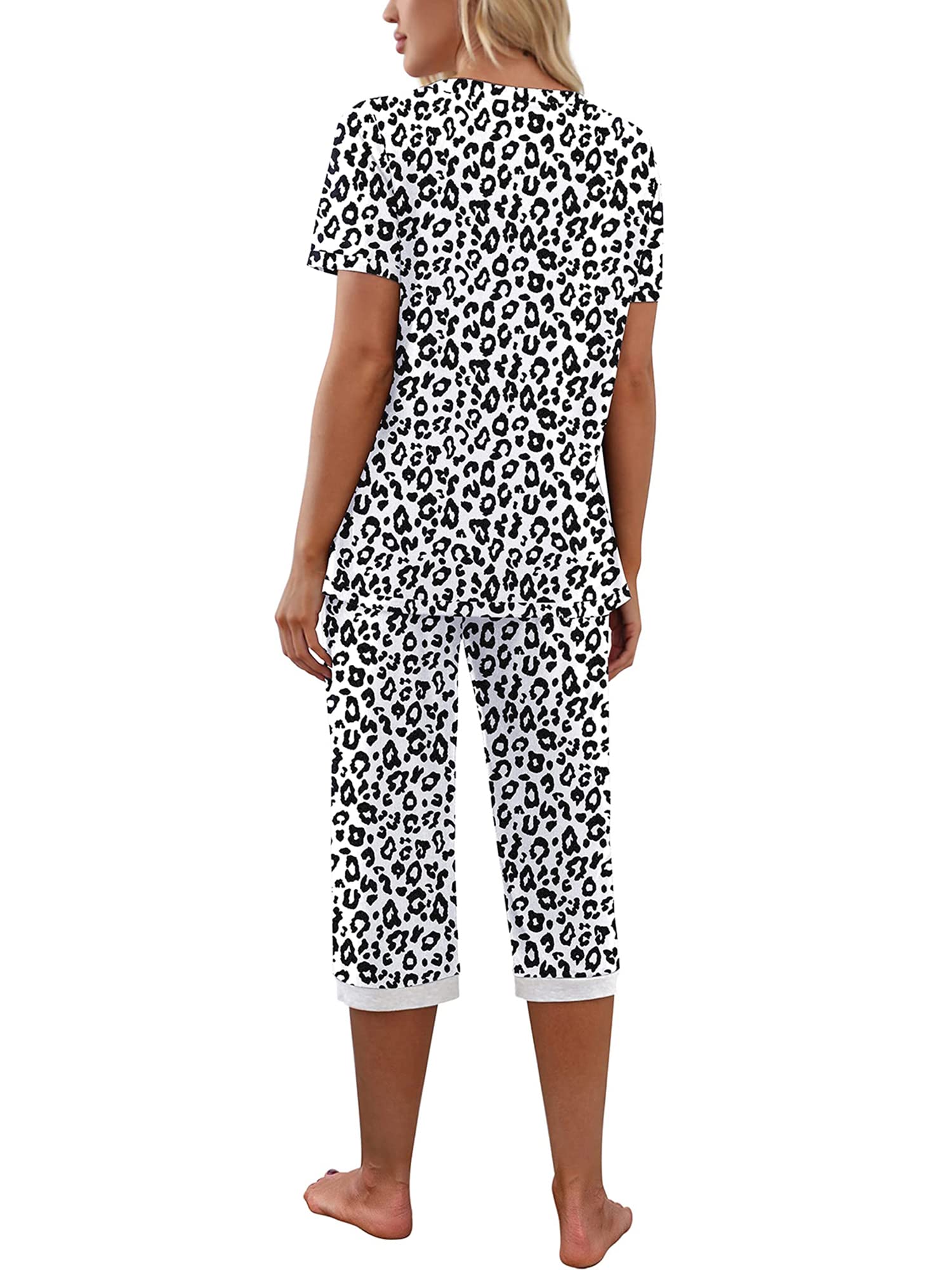 Franhais Women's Short Sleeve V-Neck Pajama Set - 2 Piece Lounge Sleepwear with Pockets | Soft & Comfortable PJS Outfit for Sleeping, Lounging at Home, and Relaxing
