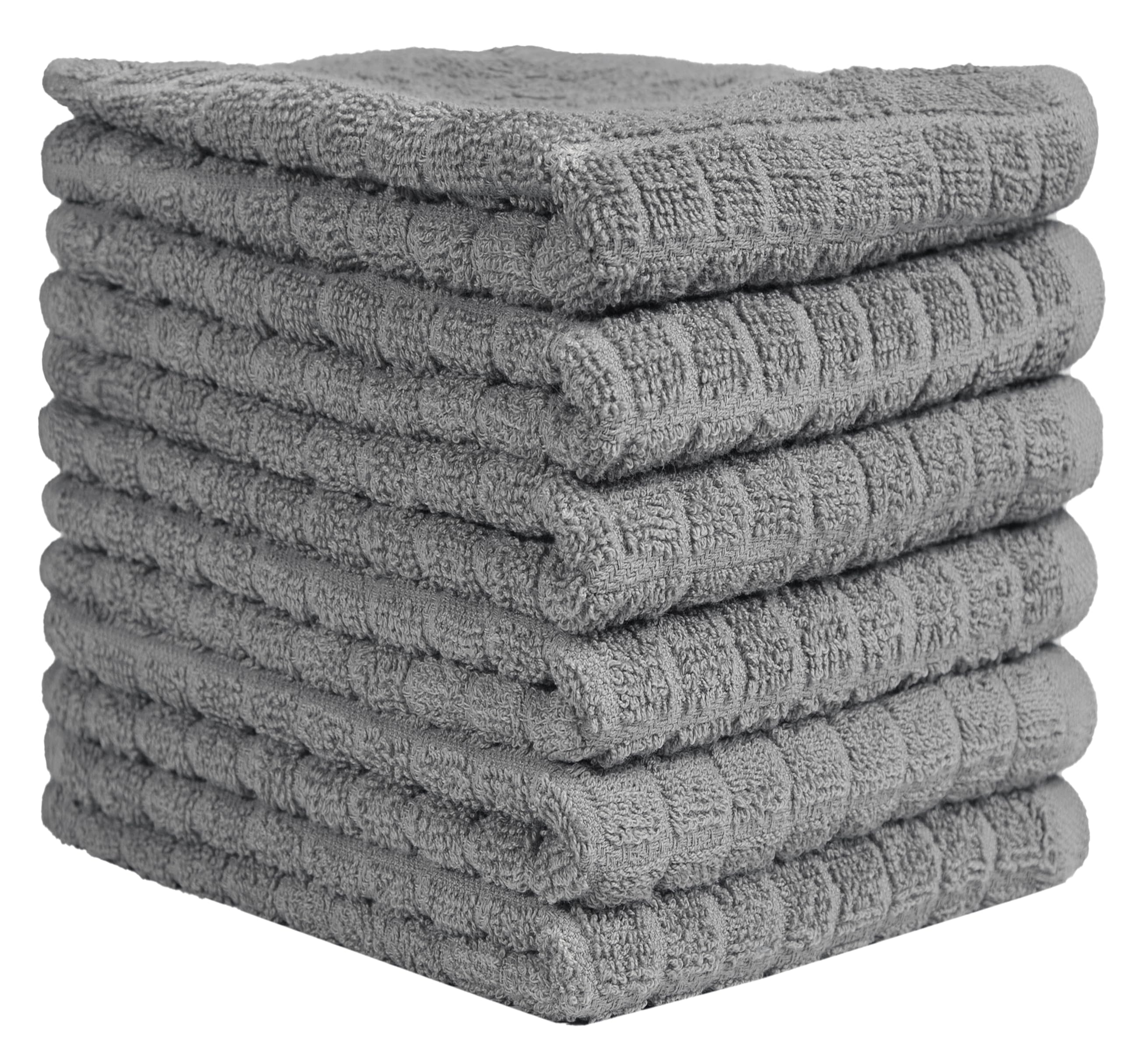 Premium Cotton Kitchen Towels Set (16”x 28”, 6 Pack) - Highly Absorbent Dish & Tea Towels for Cooking, Cleaning, and Drying - Grey