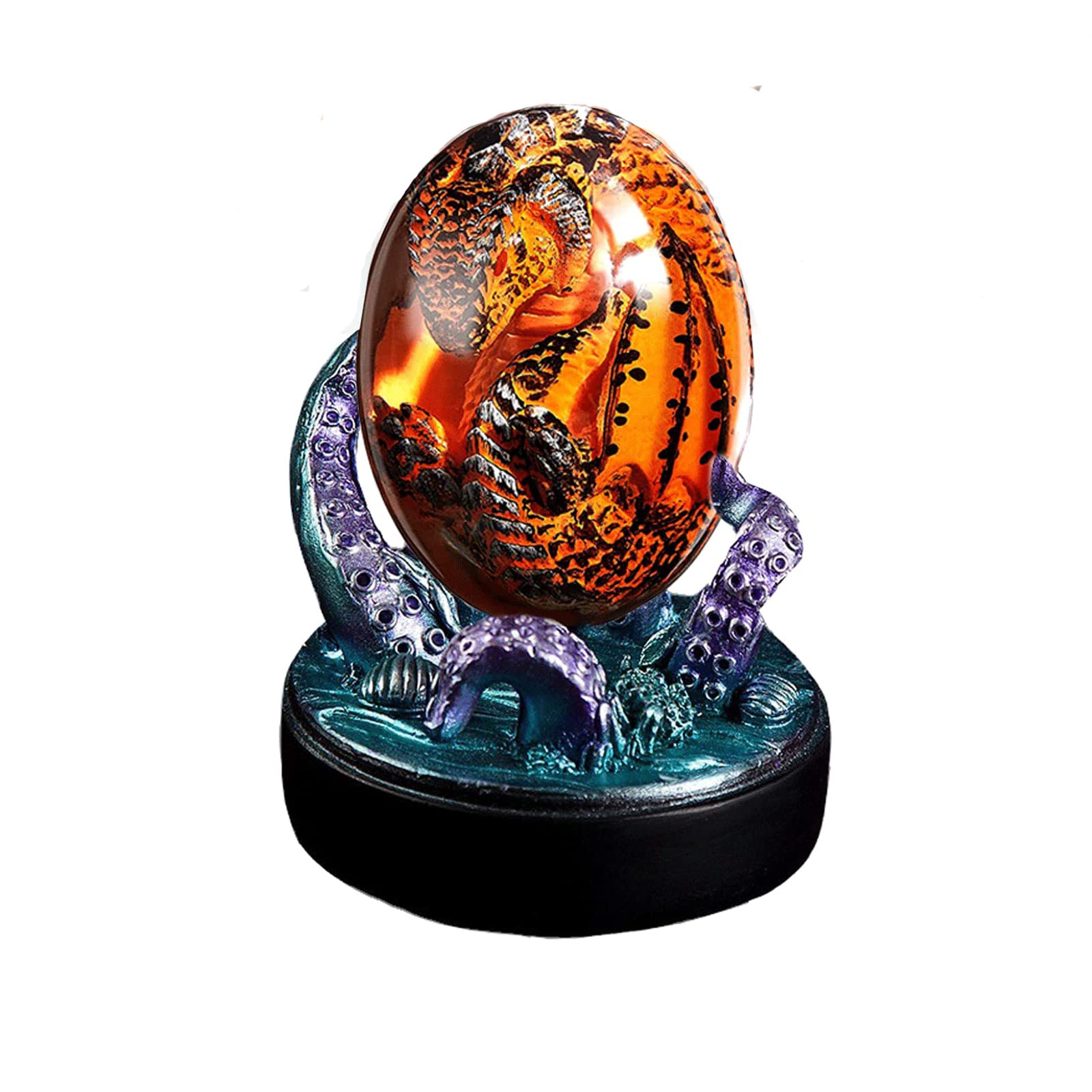 2022 New Luminous Green Dragon Egg with Octopus Holder - Transparent Epoxy Crystal Dragon Egg Statue, Glow in The Dark Desktop Decor for Fantasy Lovers, D&D Collectors & Home Office Display