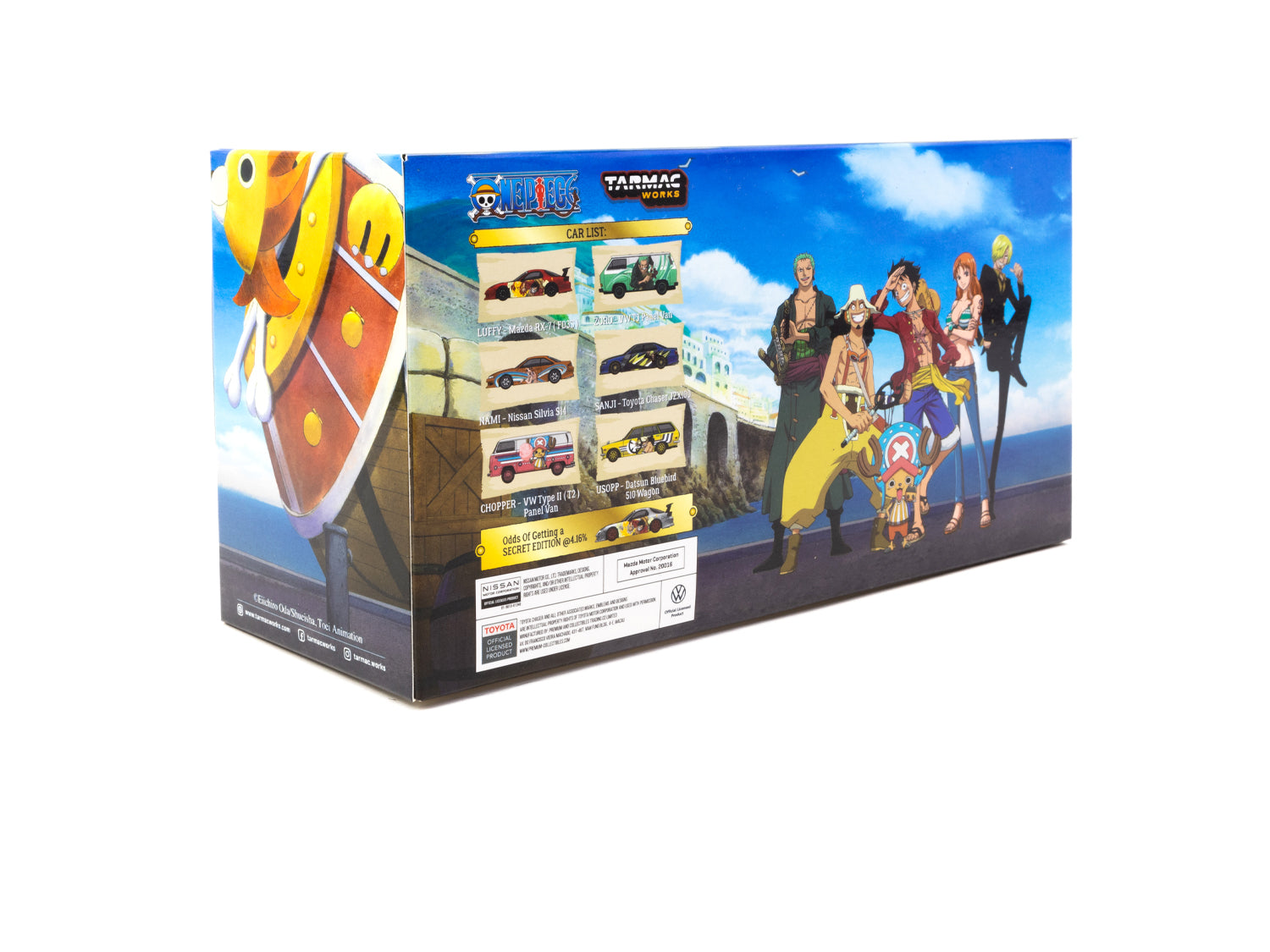 Tarmac Works x One Piece Model Car Collection VOL.1 - 6 Cars Set COLLAB64 | Anime-Themed Diecast Cars for Display & Collection | Perfect for Anime Fans, Car Enthusiasts & Gift Giving