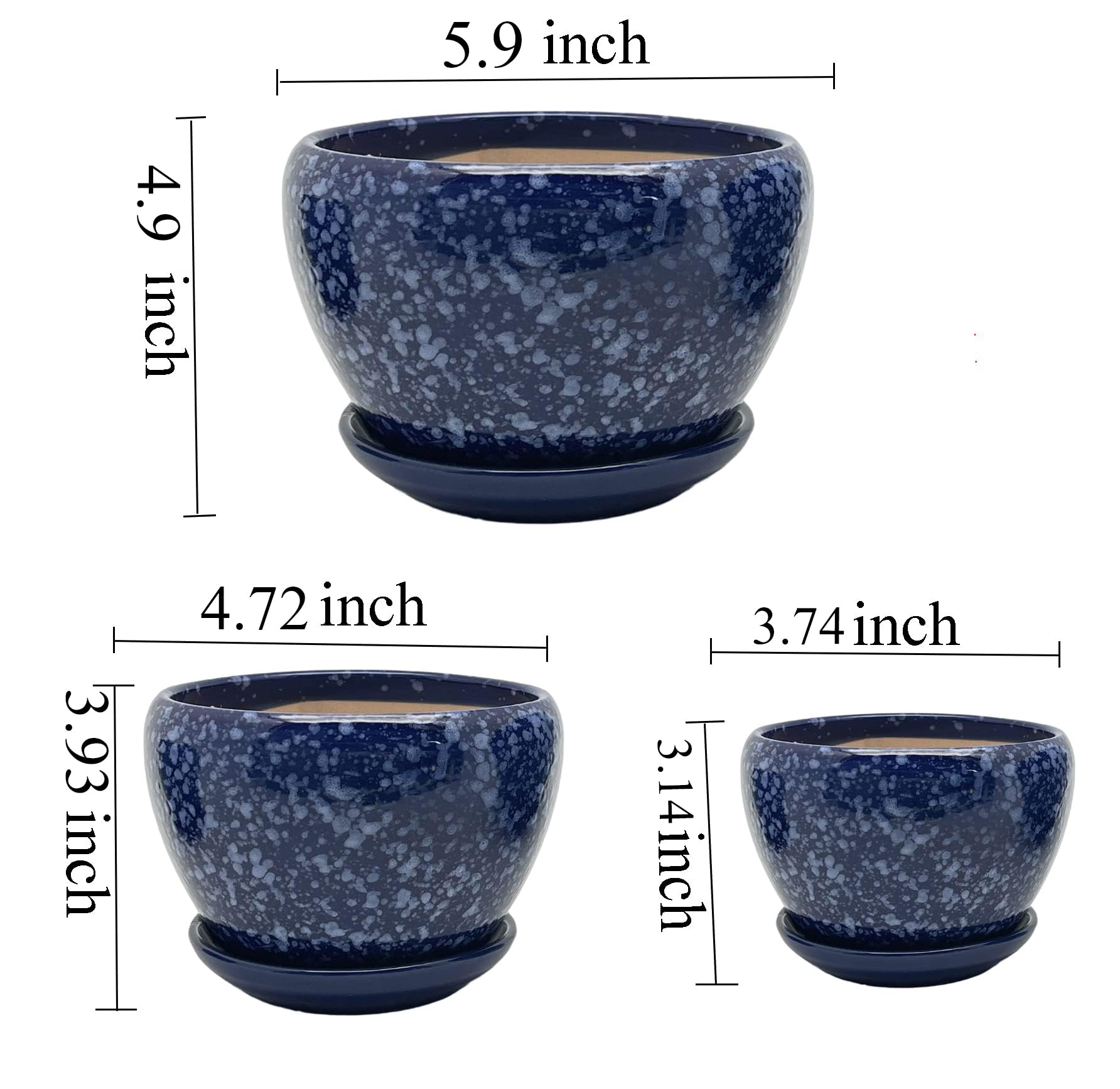 Modern Ceramic Plant Pot Set with Tray & Drainage Holes - Indoor/Outdoor Flower Planters for Garden, Office, Windowsill Decor (3-Piece Set) - Perfect for Home, Balcony & Gift Giving