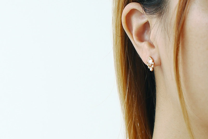 14K Gold Geometric Ice Cube Clear Quartz Stud Earrings for Women - Minimalist Dainty Jewelry Gift for Her | Perfect for Everyday Wear, Parties & Special Occasions