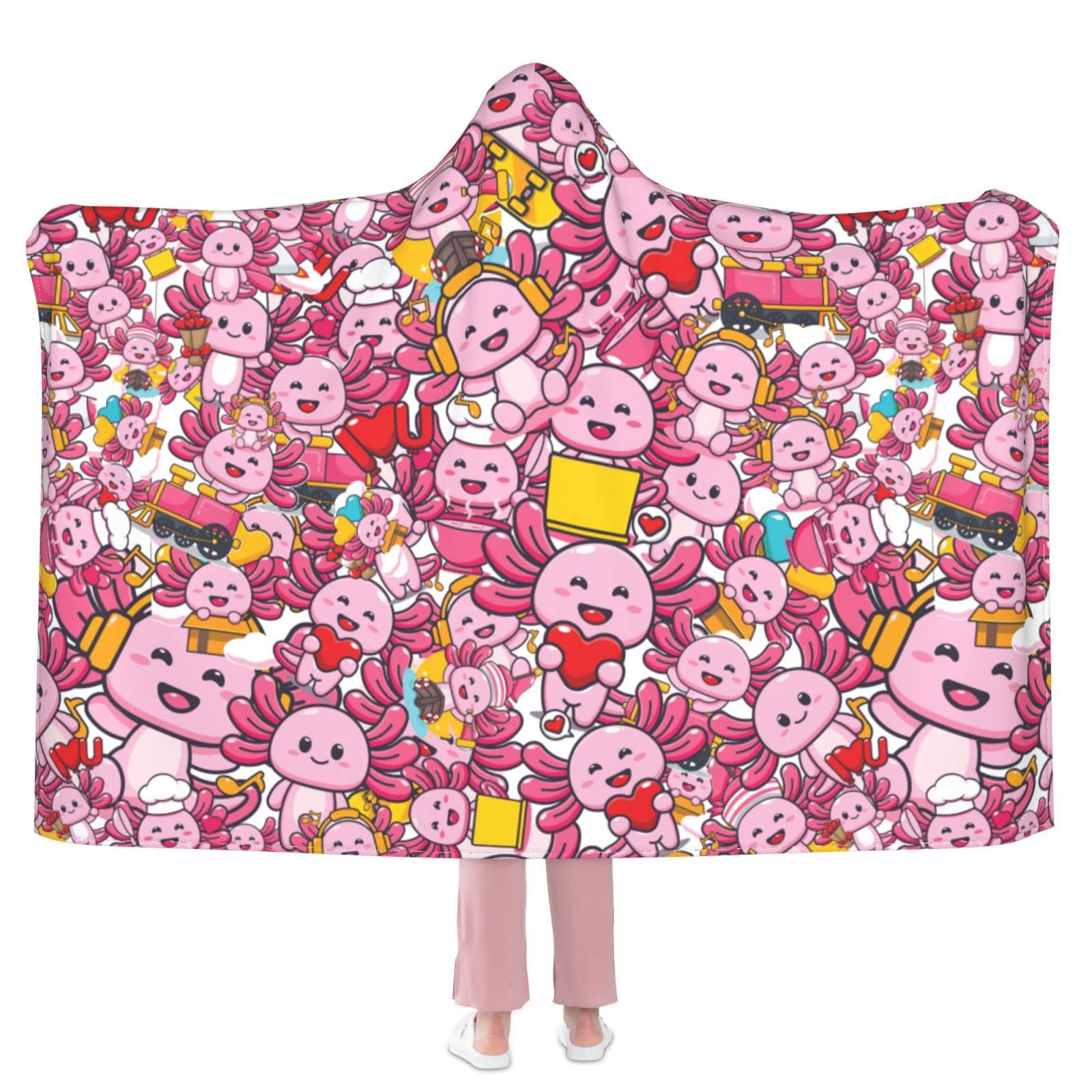 YUXIXI Hooded Blanket - Soft Avocado Print Wearable Fleece Throw for Adults & Kids - Cozy Lounge Wear for Movie Nights, Camping & Home Relaxation