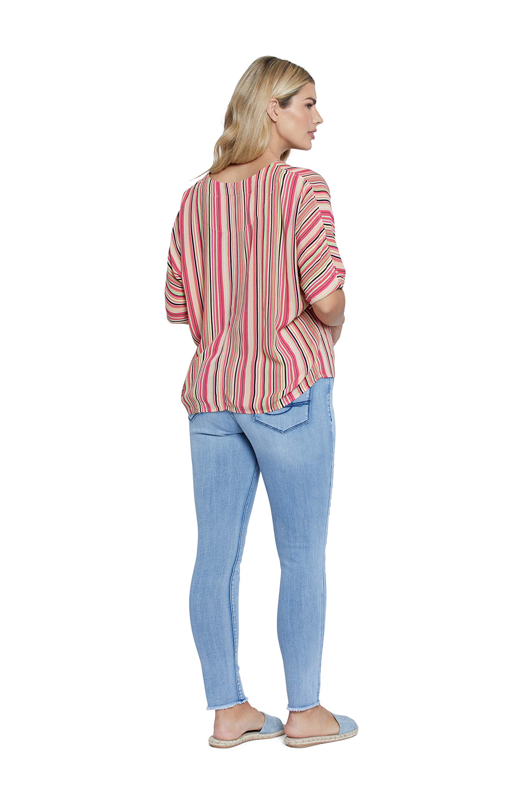 Seven7 Women's Short Sleeve Button Down Tie Front Blouse - Casual Office Wear & Summer Outfits
