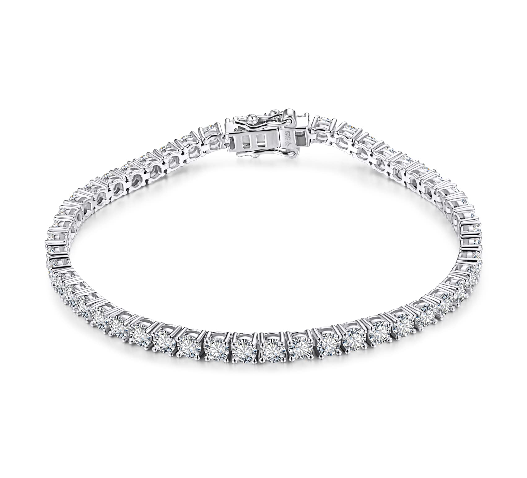10 Carat Diamond Tennis Bracelet for Women & Men - 18K White Gold Plated Moissanite Wedding Bracelet - Anniversary, Valentine's, Christmas, Birthday Gift for Her, Girlfriend, Wife, Mom - 3.5mm D VVS1 925 Sterling Silver - Perfect for Weddings, Parties, Date Nights & Special Occasions