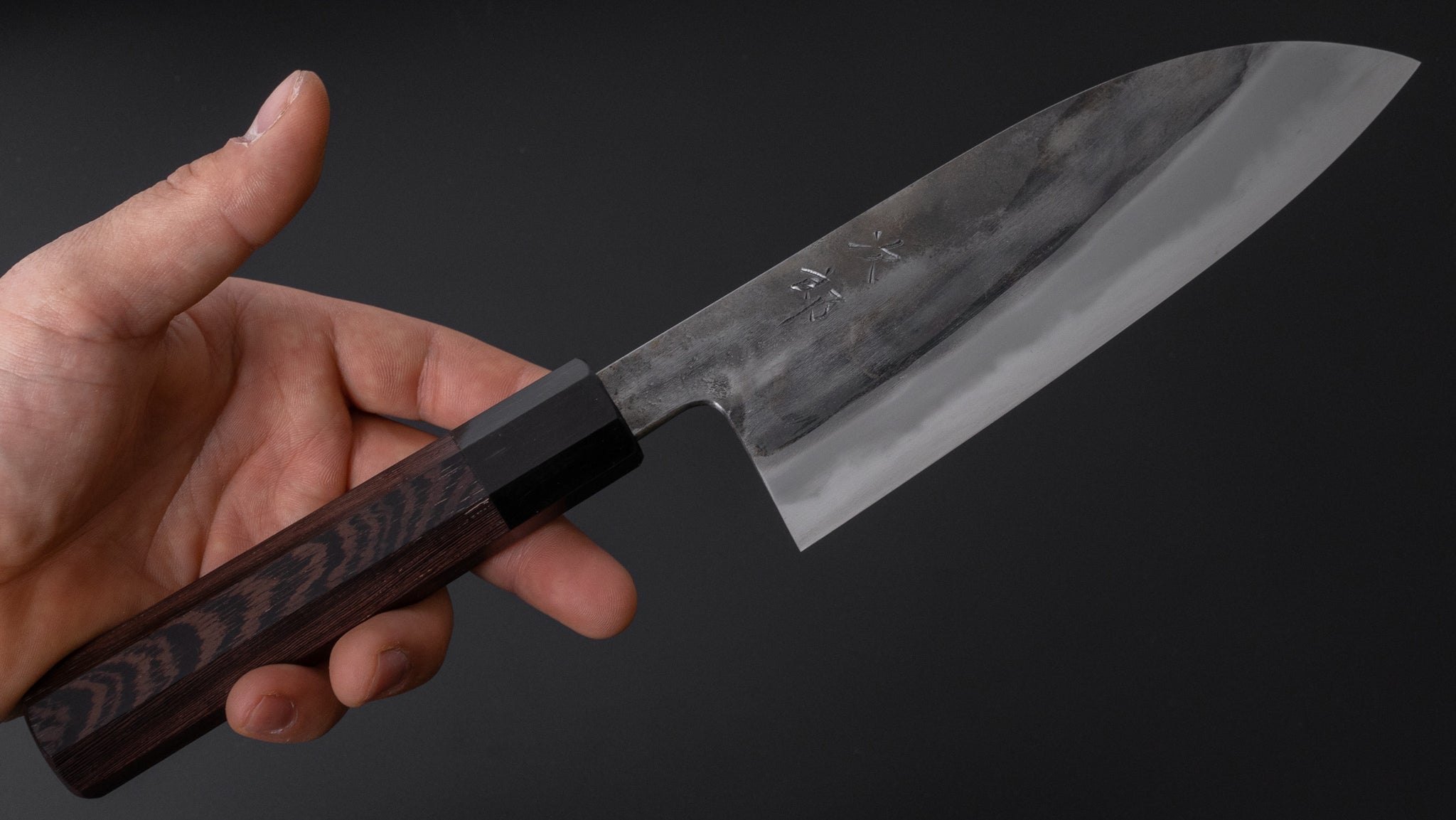 Premium Jiro Tsuchime Wa Santoku Knife 165mm - Japanese High Carbon Steel Blade with Taihei Tagayasan Wood Handle (#317) - Perfect for Sushi, Vegetables & Meat Cutting in Professional Kitchens & Home Cooking