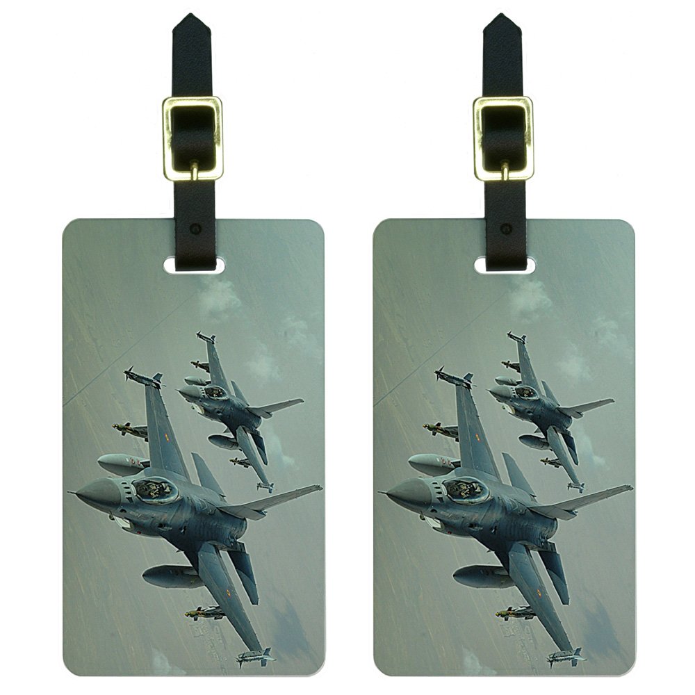 F-16 Falcon Jet Fighter Luggage Tags - Set of 2 Military Aircraft ID Tags for Suitcases & Carry-On Bags | Perfect for Aviation Enthusiasts, Travelers & Military Gift Ideas