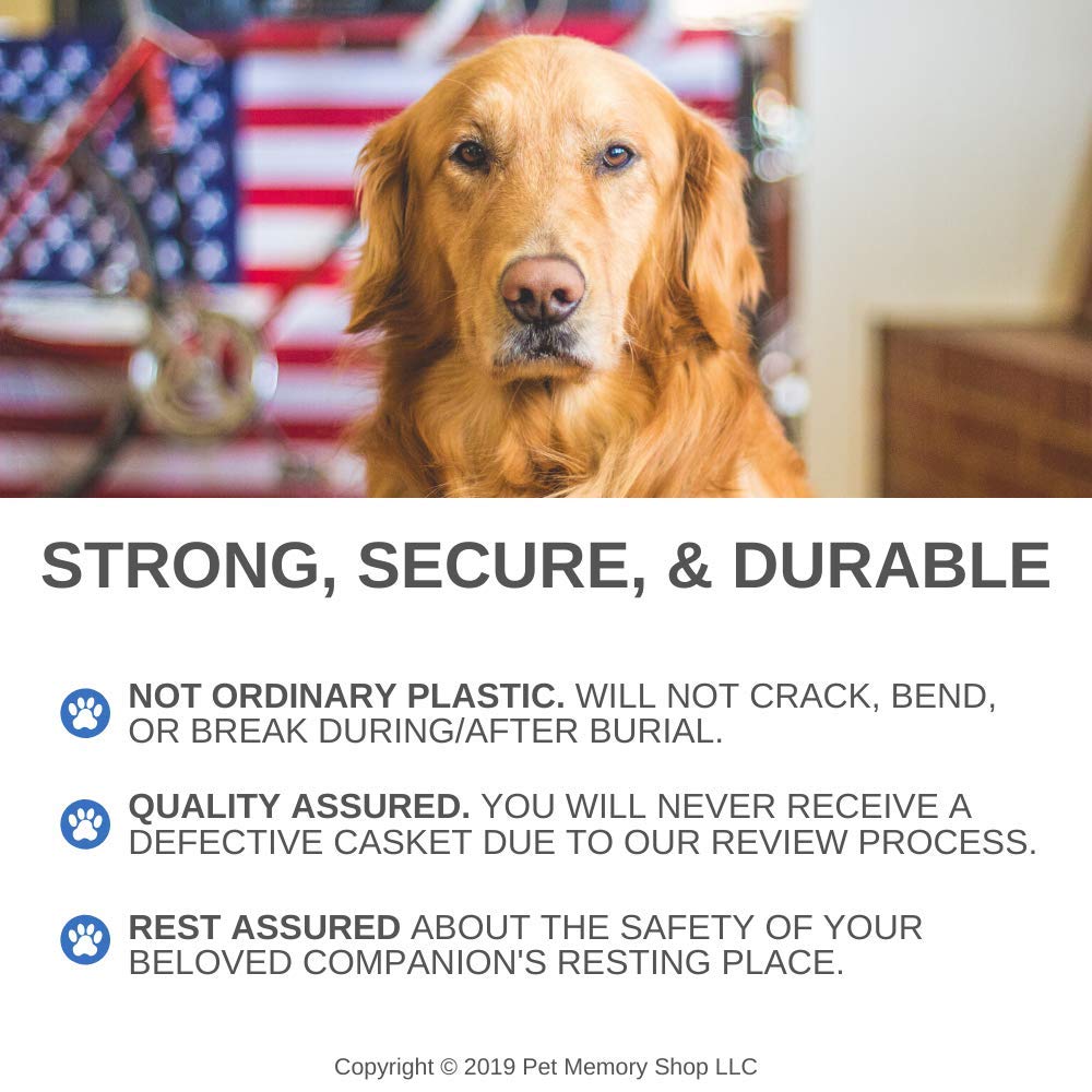 Premium Pet Casket - Elegant & Durable Burial Box for Dogs, Cats & Small Pets - Safe Memorial Urn for Pet Loss - Perfect for Backyard Burials, Memorial Services & Honoring Beloved Pets (Large, White/Blue)