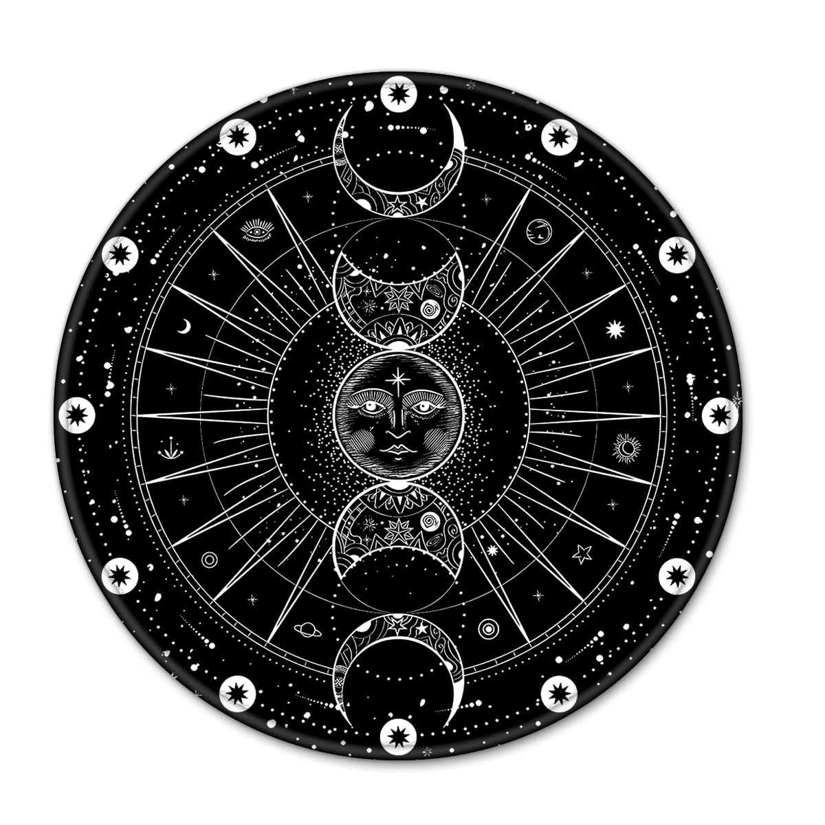Premium Textured Moon Design Mouse Pad - Non-Slip Rubber Base, Waterproof Round Mouse Mat for Laptop & PC (7.9×7.9×0.12 inches) - Perfect for Office, Gaming & Home Workspace