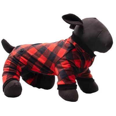 Black & Red Buffalo Plaid Fleece Dog Pajamas - Cozy Winter Sleepwear for Small & Medium Dogs - Perfect for Cold Nights & Indoor Lounging